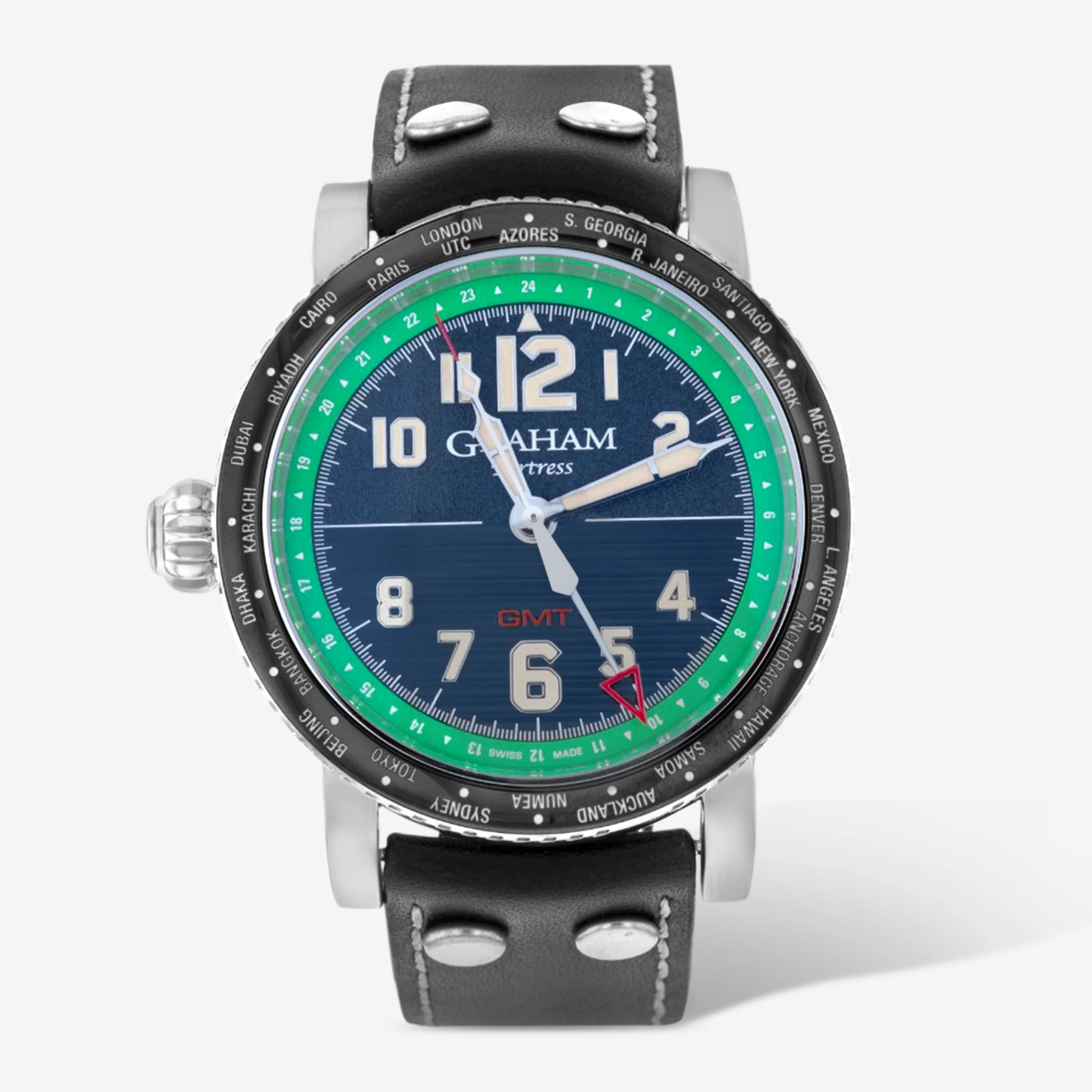 Graham Fortress City GMT Green Stainless Steel Automatic Men's Watch 2FOBC.G04A