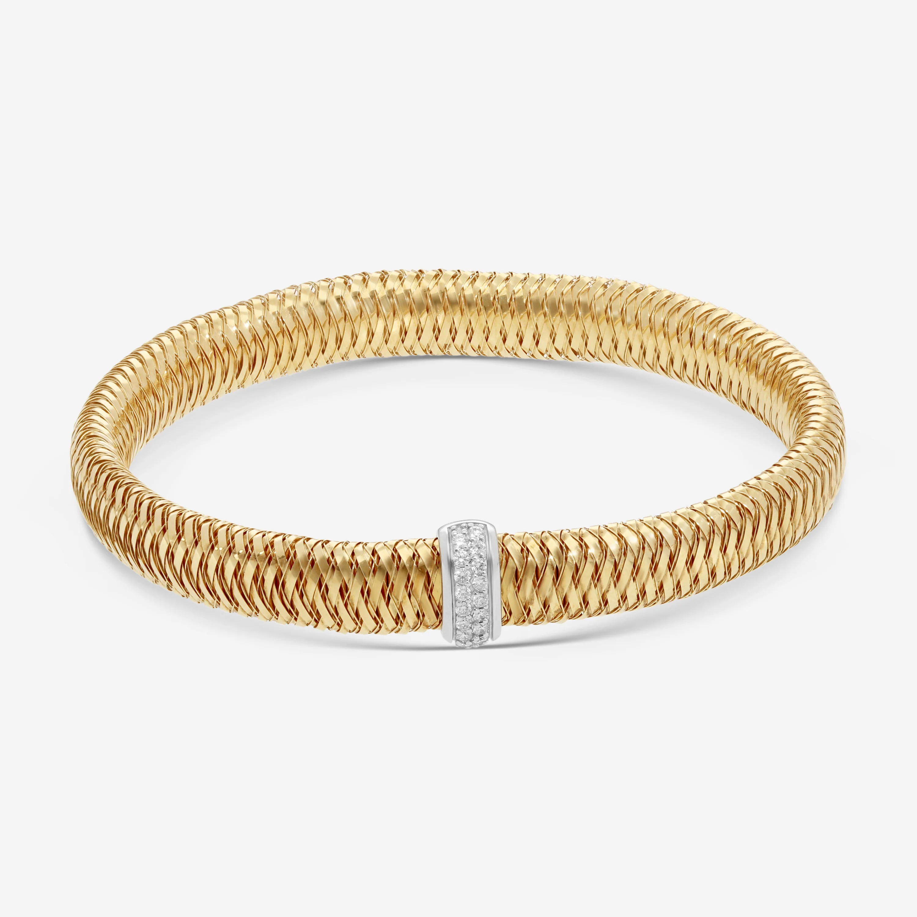 Roberto Coin Primavera 18K Yellow & White Gold Diamond Bangle Bracelet 557716AJBAX0