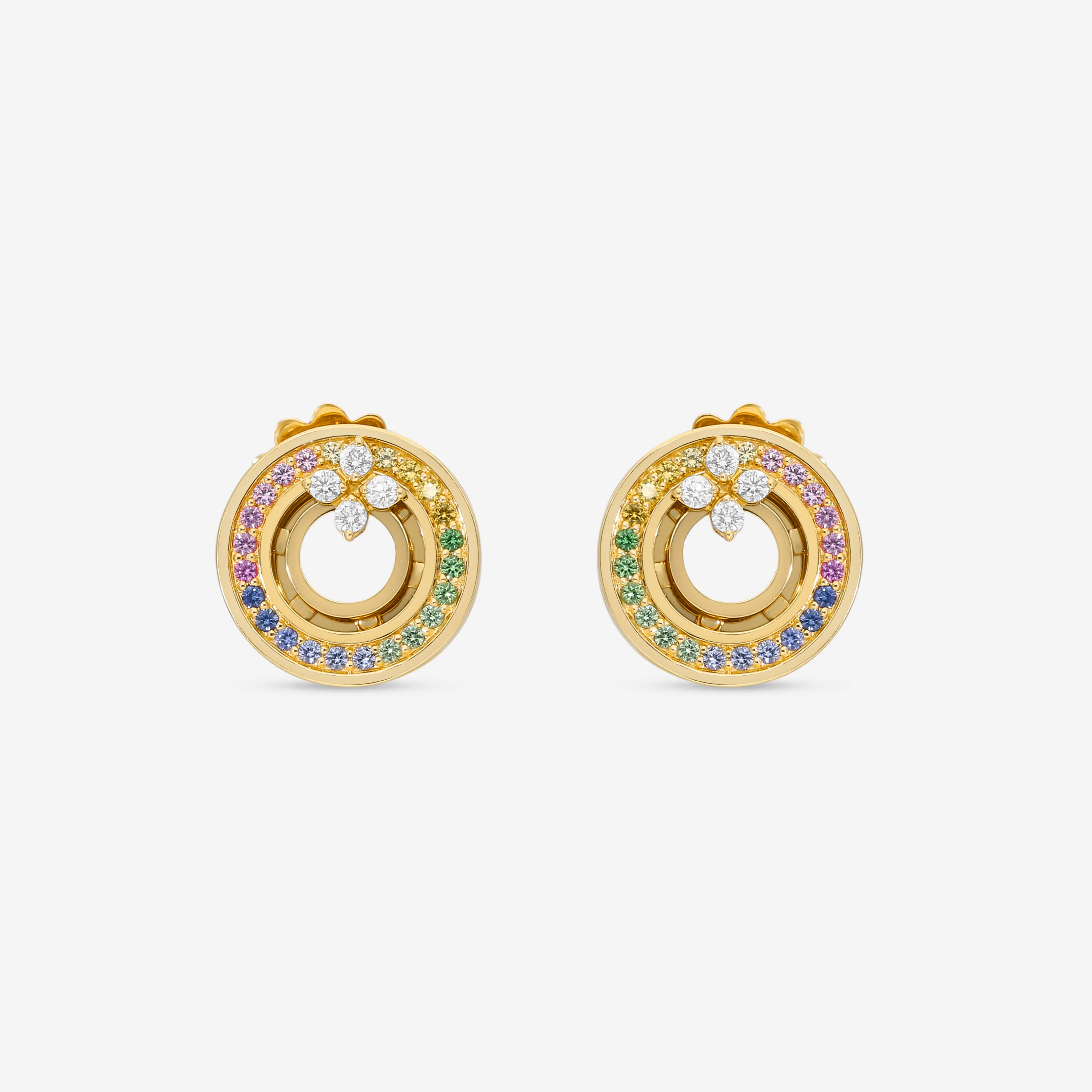 Roberto Coin Love in Verona 18K Rose Gold Diamond & Rainbow Gemstone Stud Earrings 8883116AXERX