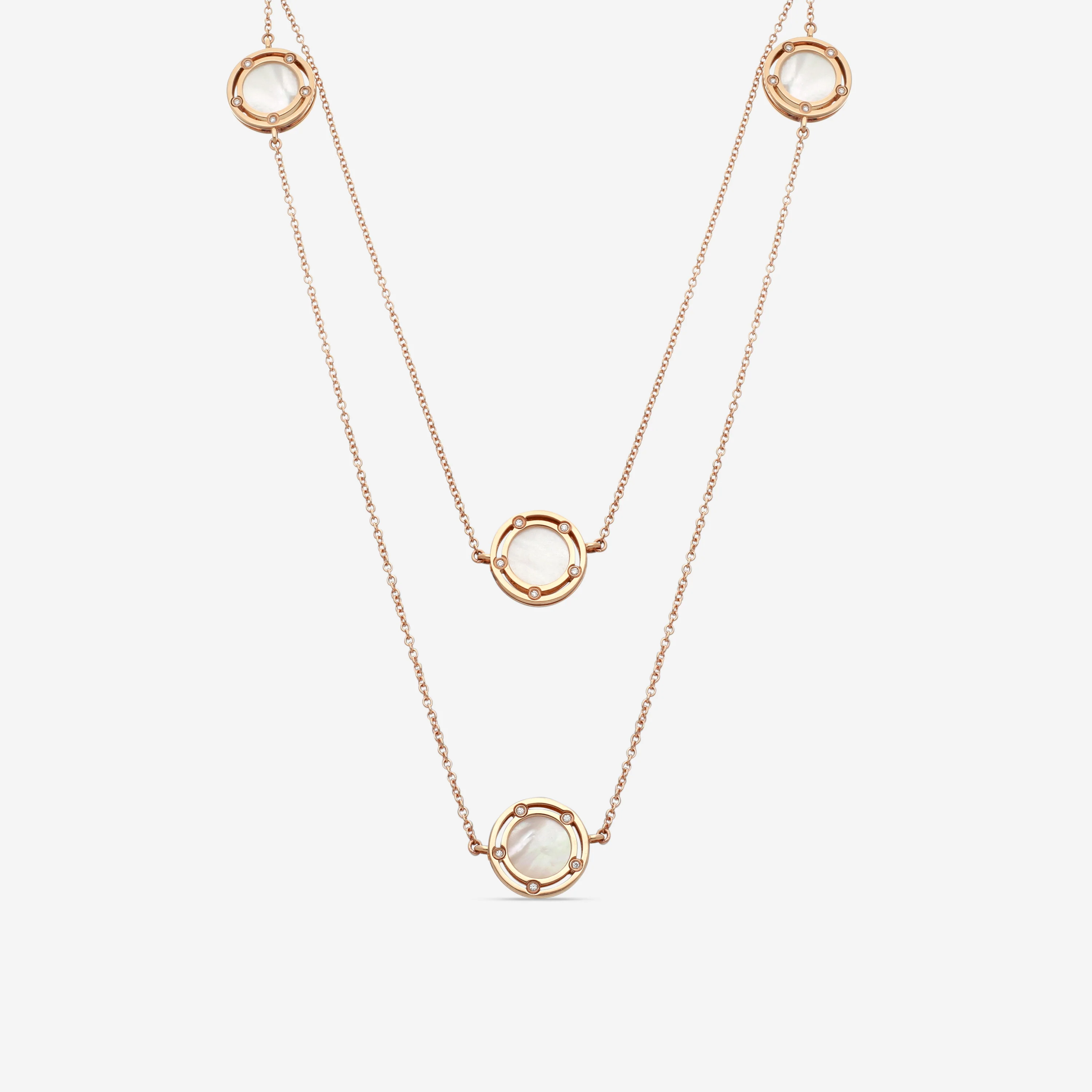 Image of Damiani 18K Rose Gold Diamond Station Necklace 20083263