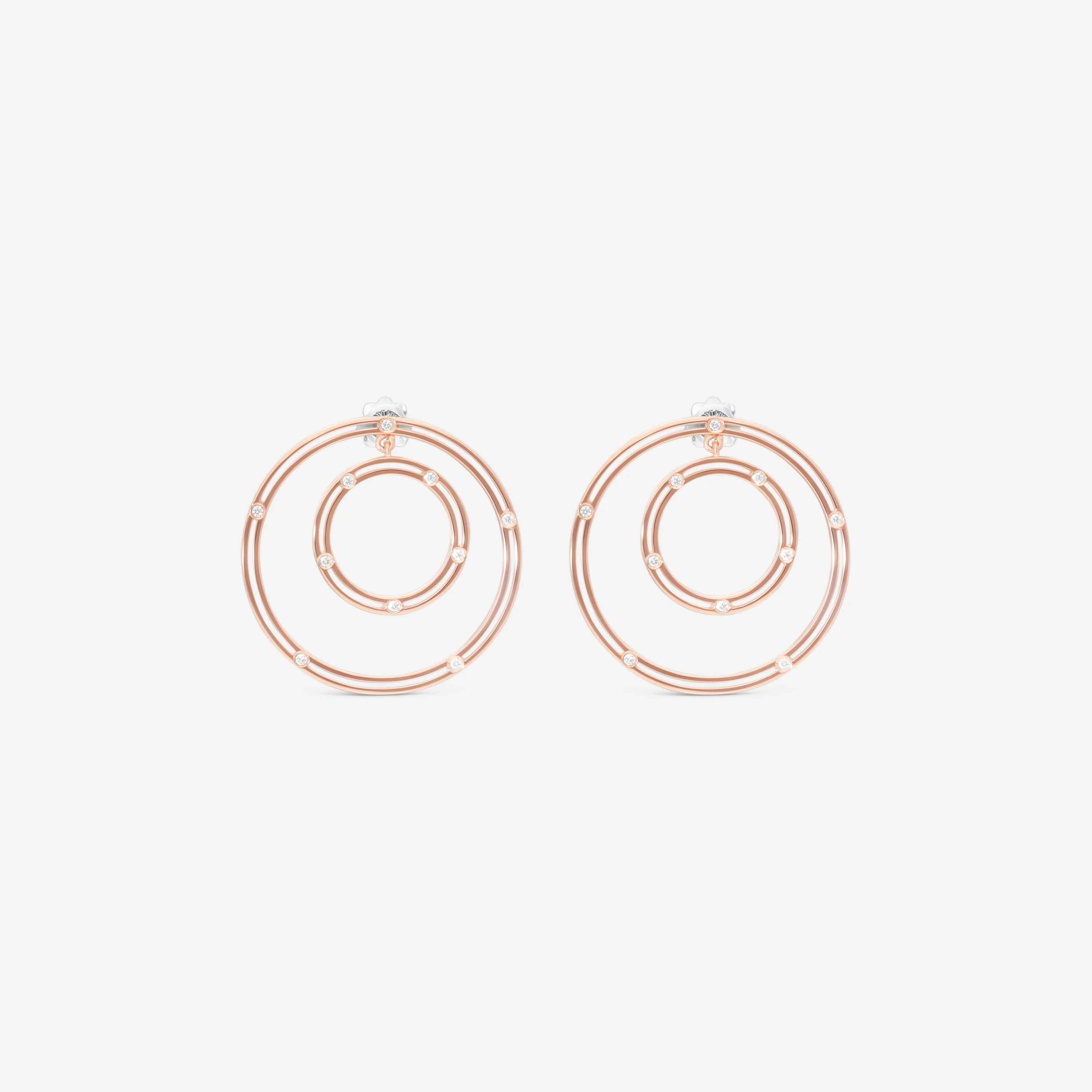 Image of Damiani 18K Rose Gold Diamond Circle Stud Earrings 20086879