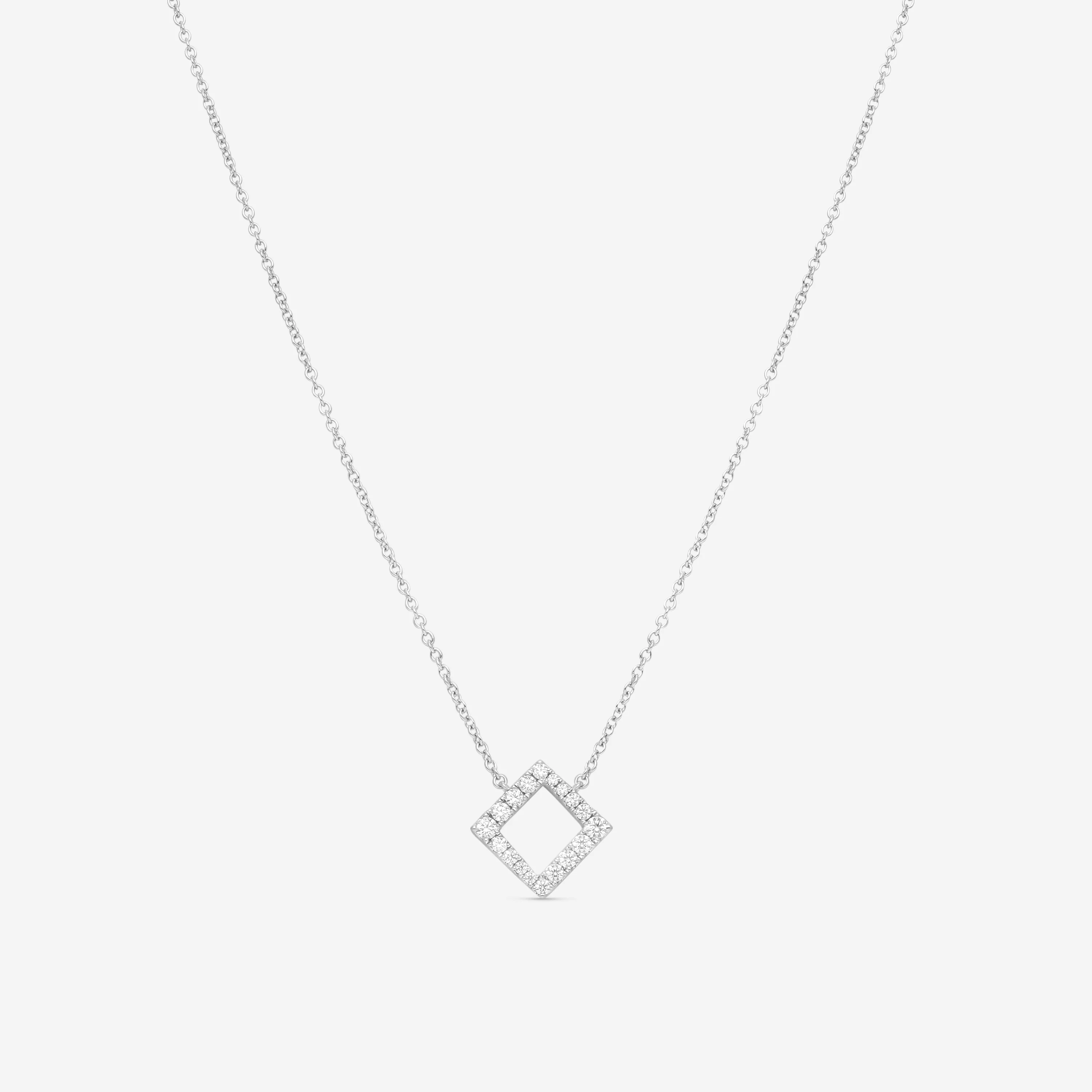 Image of Hearts On Fire Charmed 18K White Gold Square Pendant HFPCSQ00288W