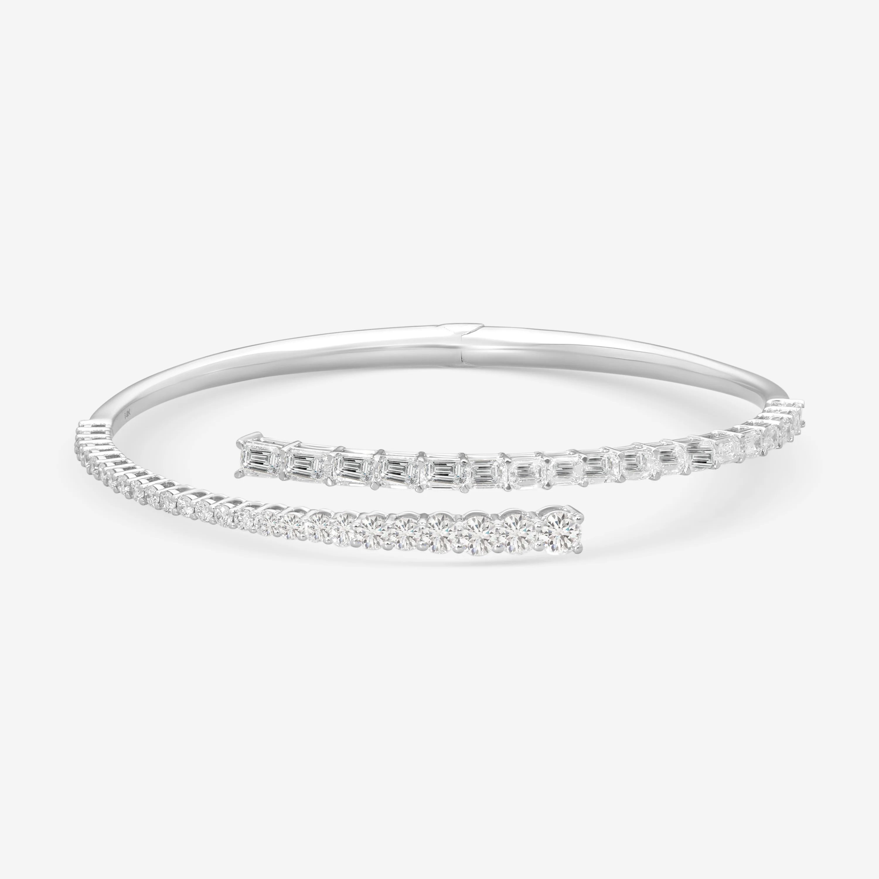 Image of Ina Mar 14K White Gold Round & Emerald Cut Diamond Wrap Bracelet KC401878YQ-G