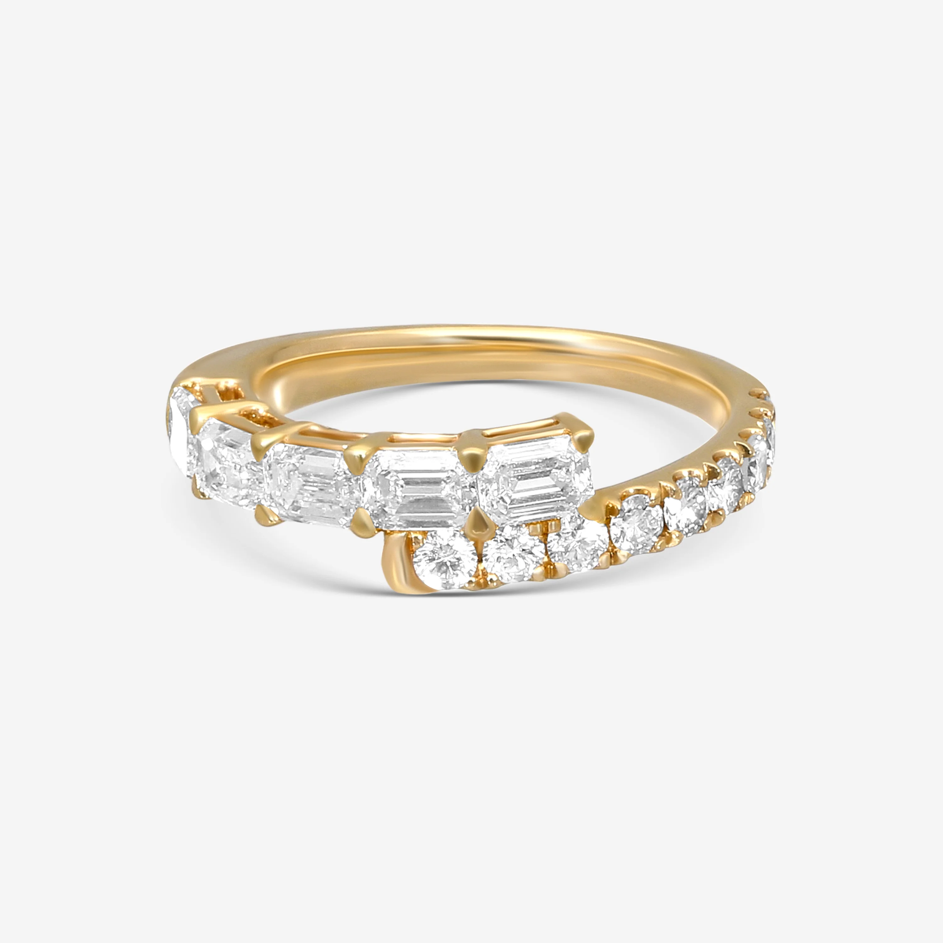 Image of Ina Mar 14K Yellow Gold Round & Emerald Cut Diamond Wrap Ring Sz. 7 KR106666YQ-G