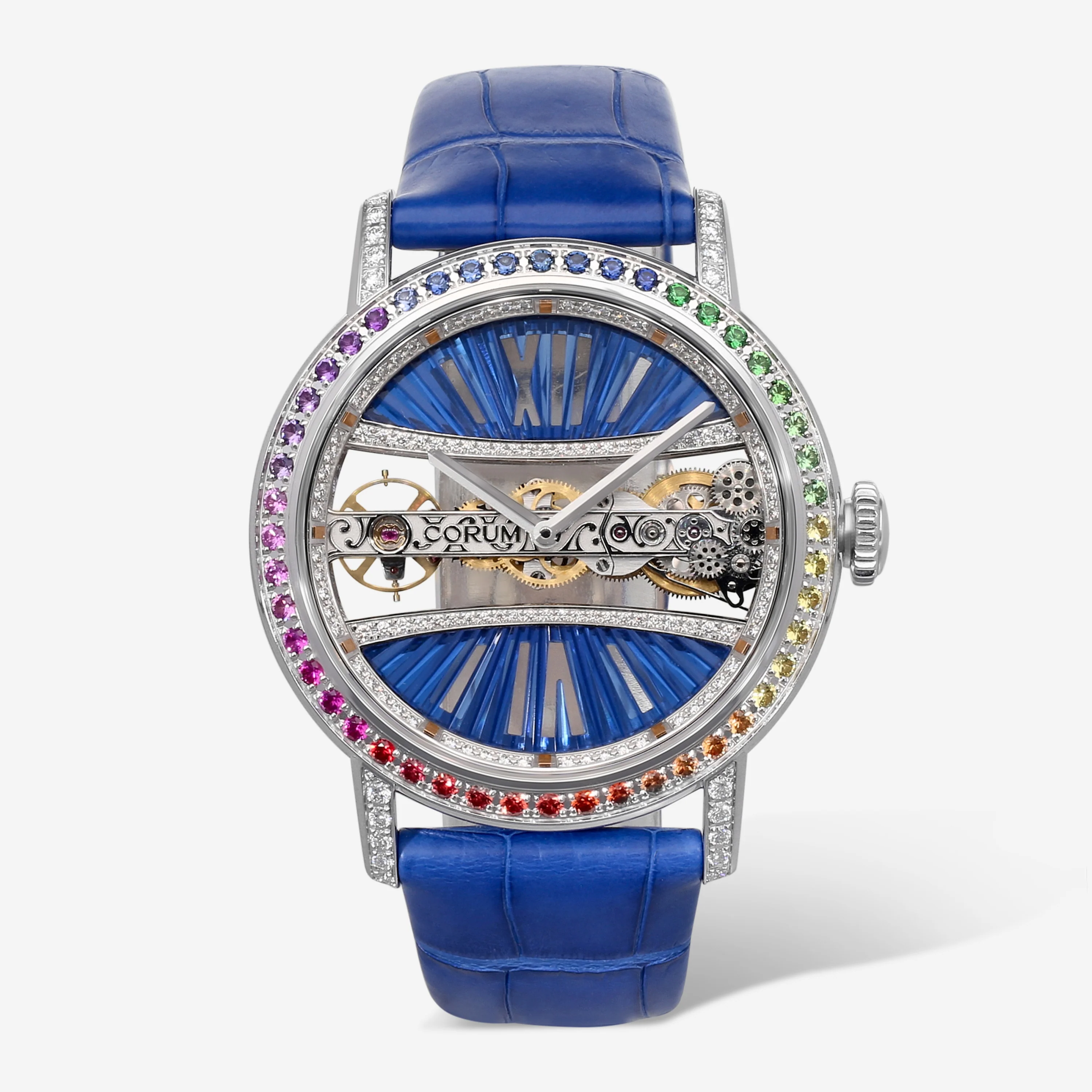 Image of Golden Bridge 39 Rainbow 18K White Gold Manual Wind Diamond Ladies Watch