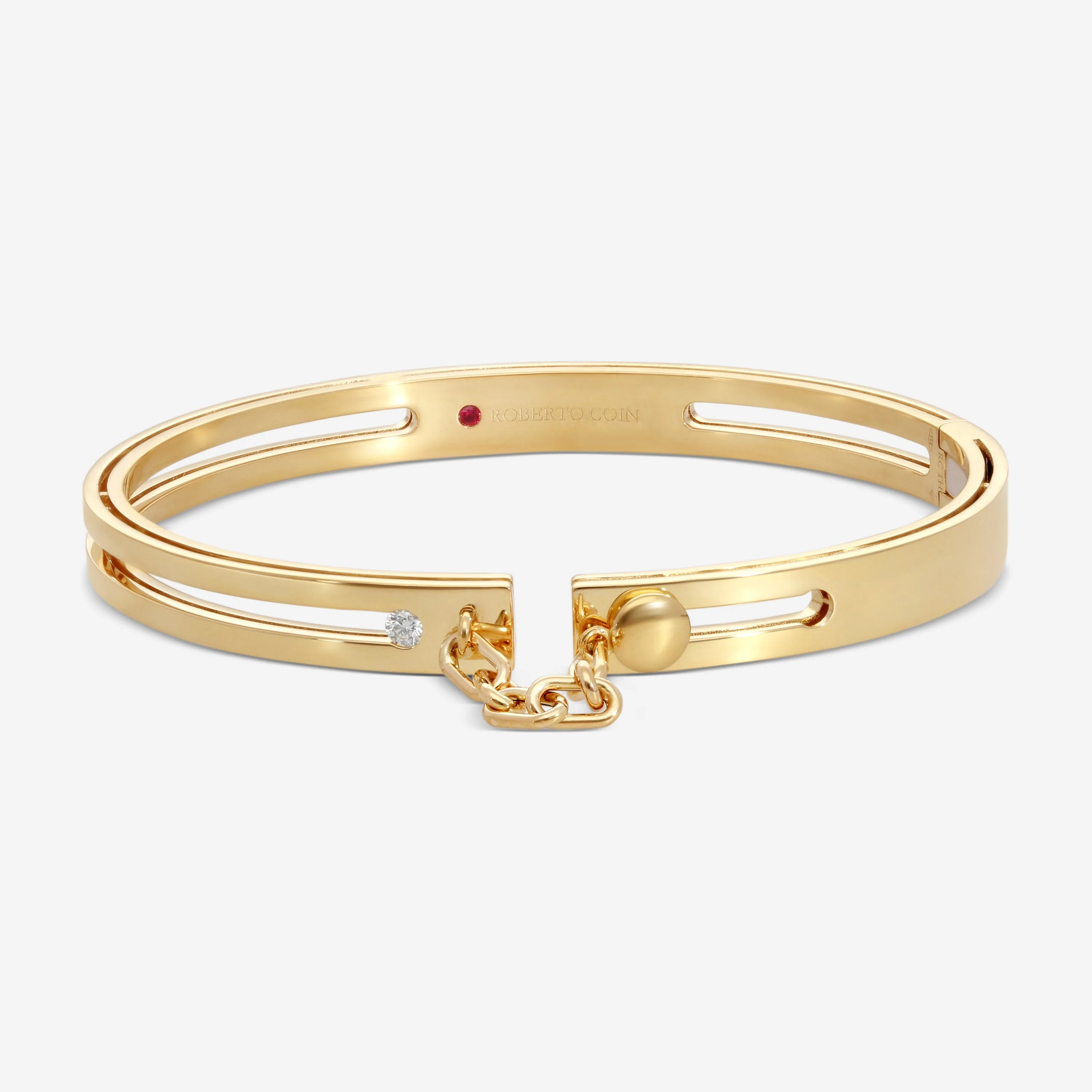 Image of Roberto Coin Navarra 18K Yellow Gold Diamond Bangle Bracelet