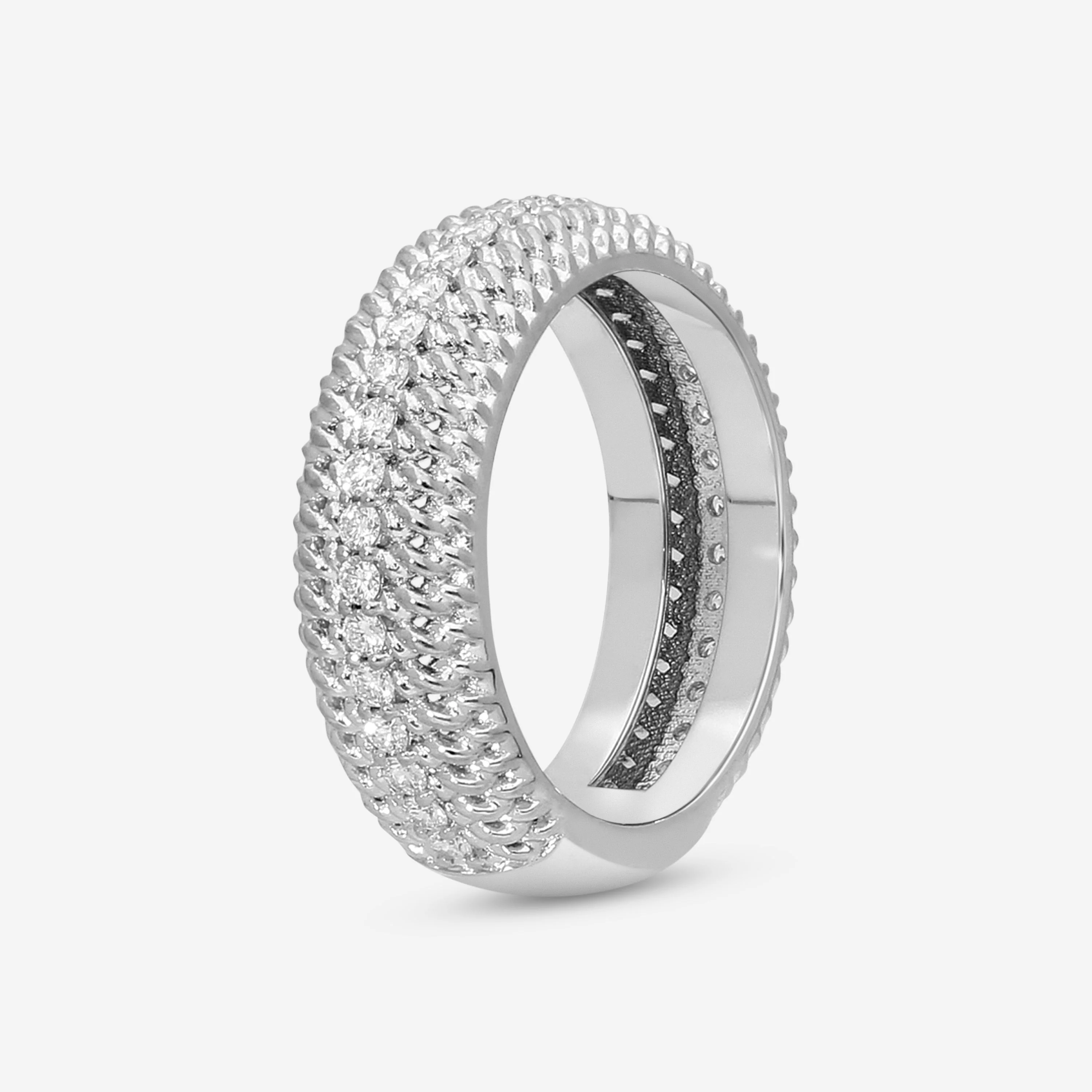 Image of Roberto Coin Opera 18K White Gold Diamond Band Ring Sz. 8.25