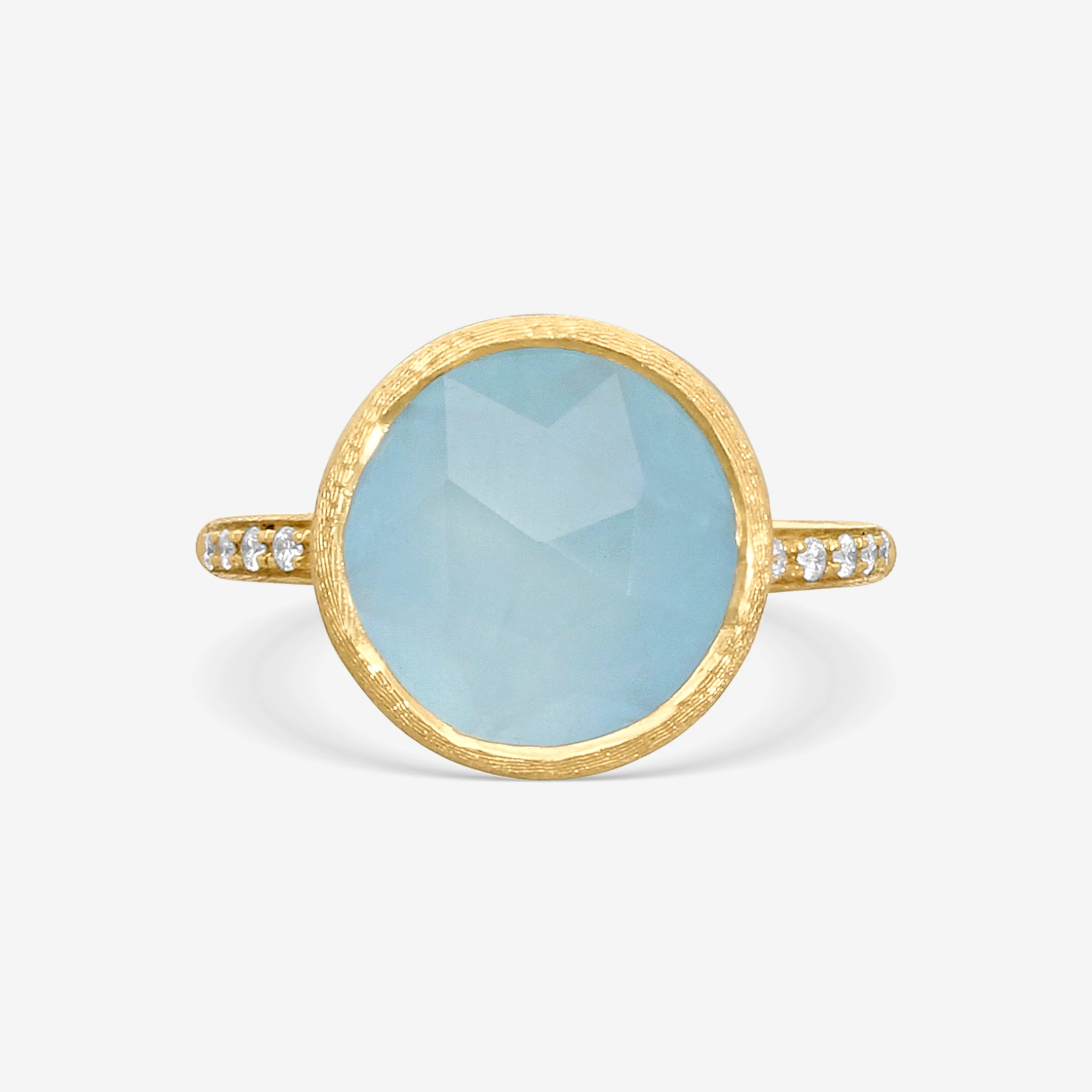 Image of Marco Bicego Jaipur 18K Yellow Gold Aquamarine & Diamond Statement Ring Sz. 7
