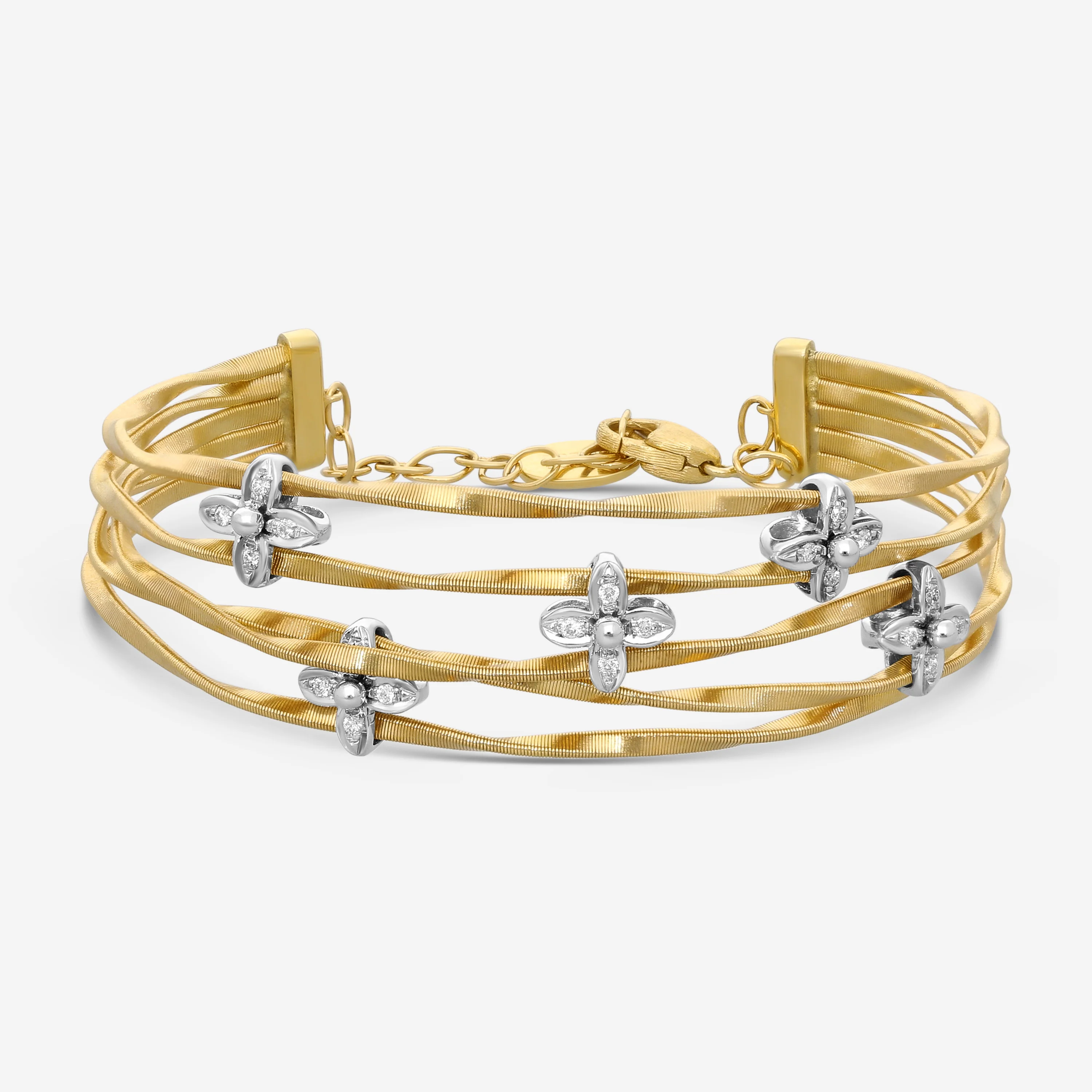 Image of Marco Bicego Marrakech Onde 18K Yellow & White Gold Diamond Bangle Bracelet