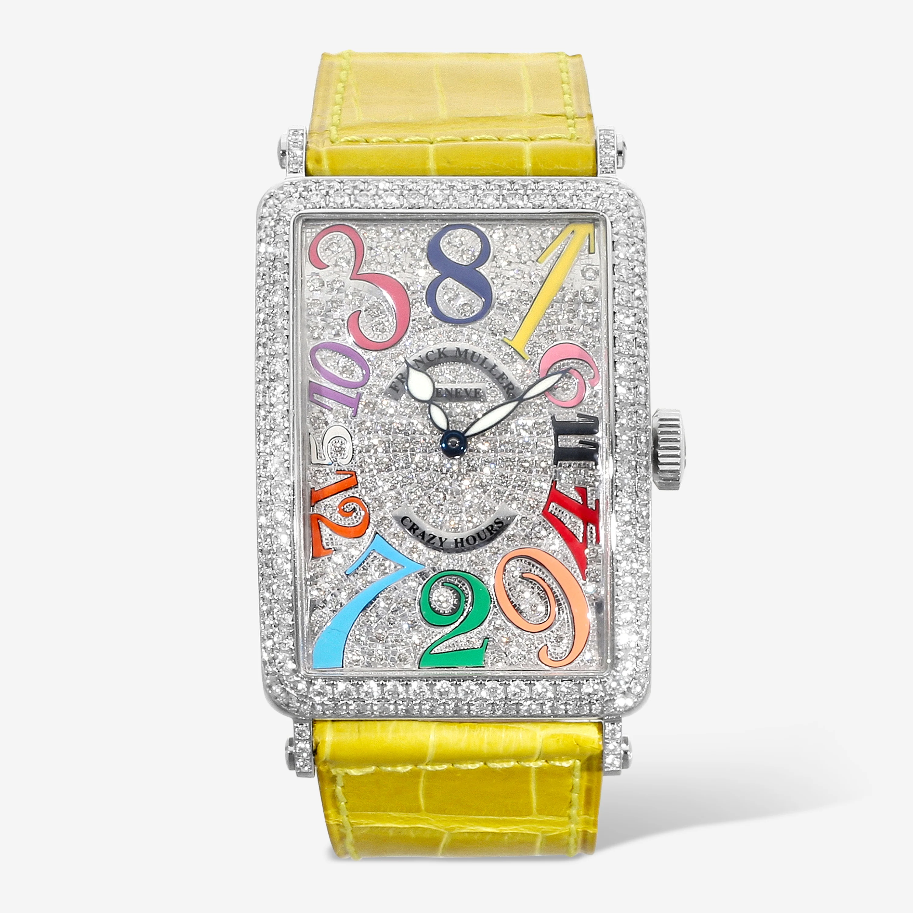 Image of Franck Muller Long Island Crazy Hours Color Dreams 18K White Gold Diamond Automatic Unisex Watch 1200CHDCDCOLDROGYLW