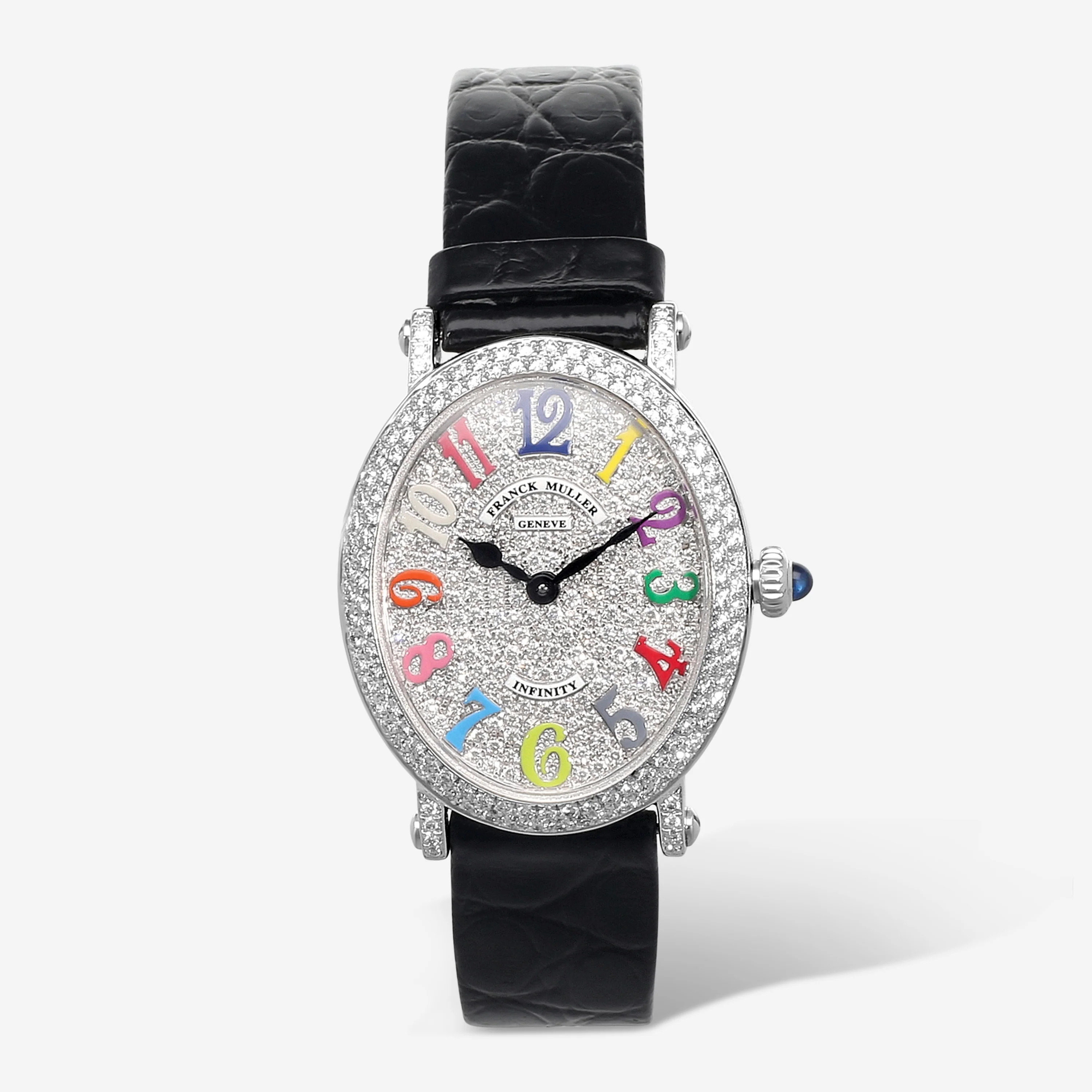 Image of Franck Muller Infinity Oval Color Dreams 18K White Gold Diamond Quartz Ladies Watch 1632BQZCOLDRMVDb