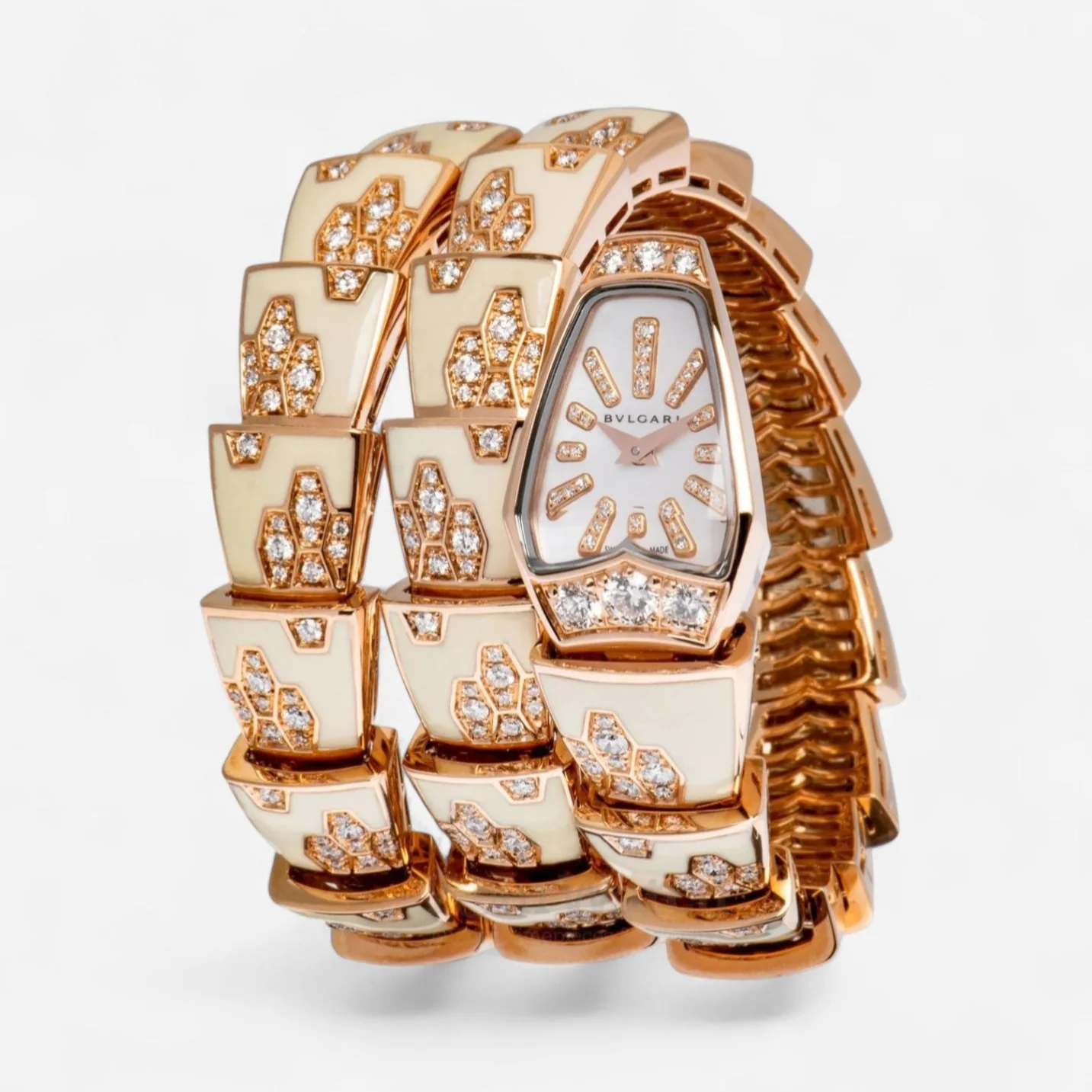 Image of Bulgari Serpenti 18K Rose Gold Diamond Quartz Ladies Watch 101985