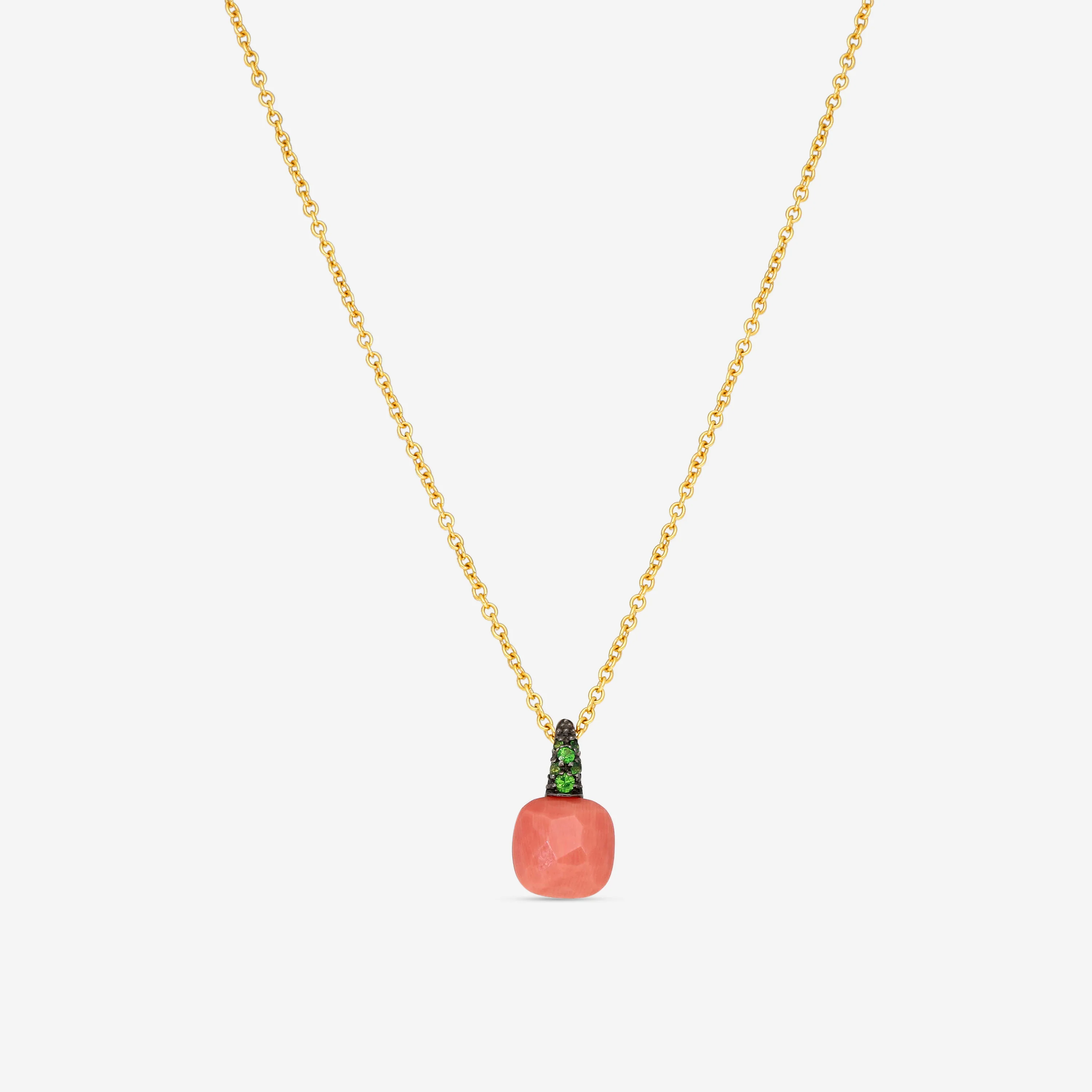 Image of Pomellato 18K Rose Gold Tsavorite & Orange Milky Hard Stone Necklace A133