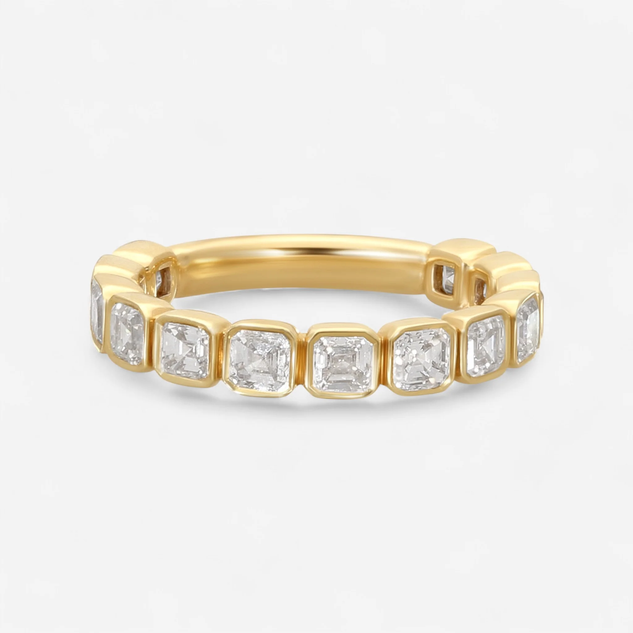 Image of Ina Mar 18K Yellow Gold Asscher Cut Diamond Band Ring Sz. 7 KR107224YZ-G