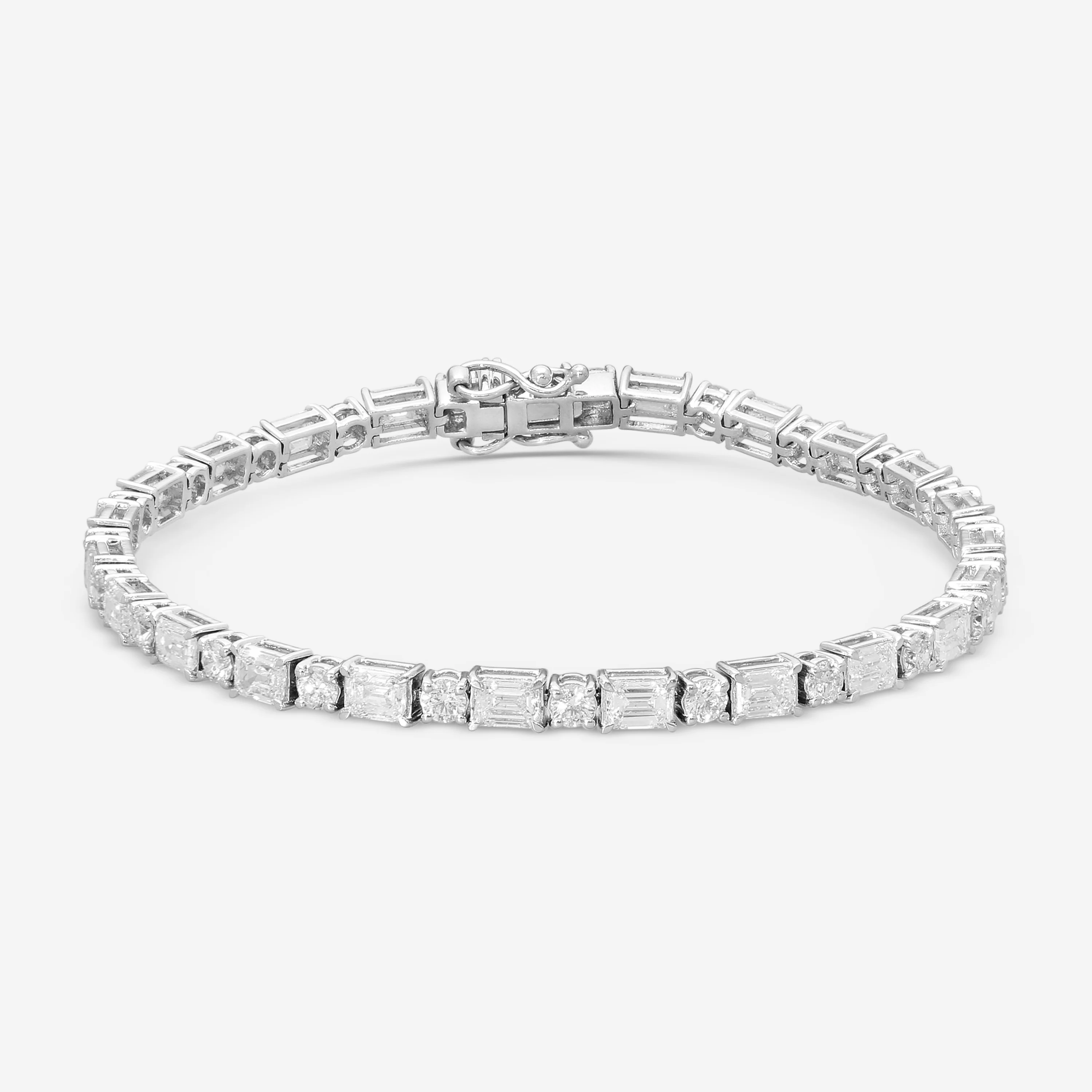 Image of Ina Mar 14K White Gold Round & Emerald Cut Diamond Tennis Bracelet KB500884Q-G