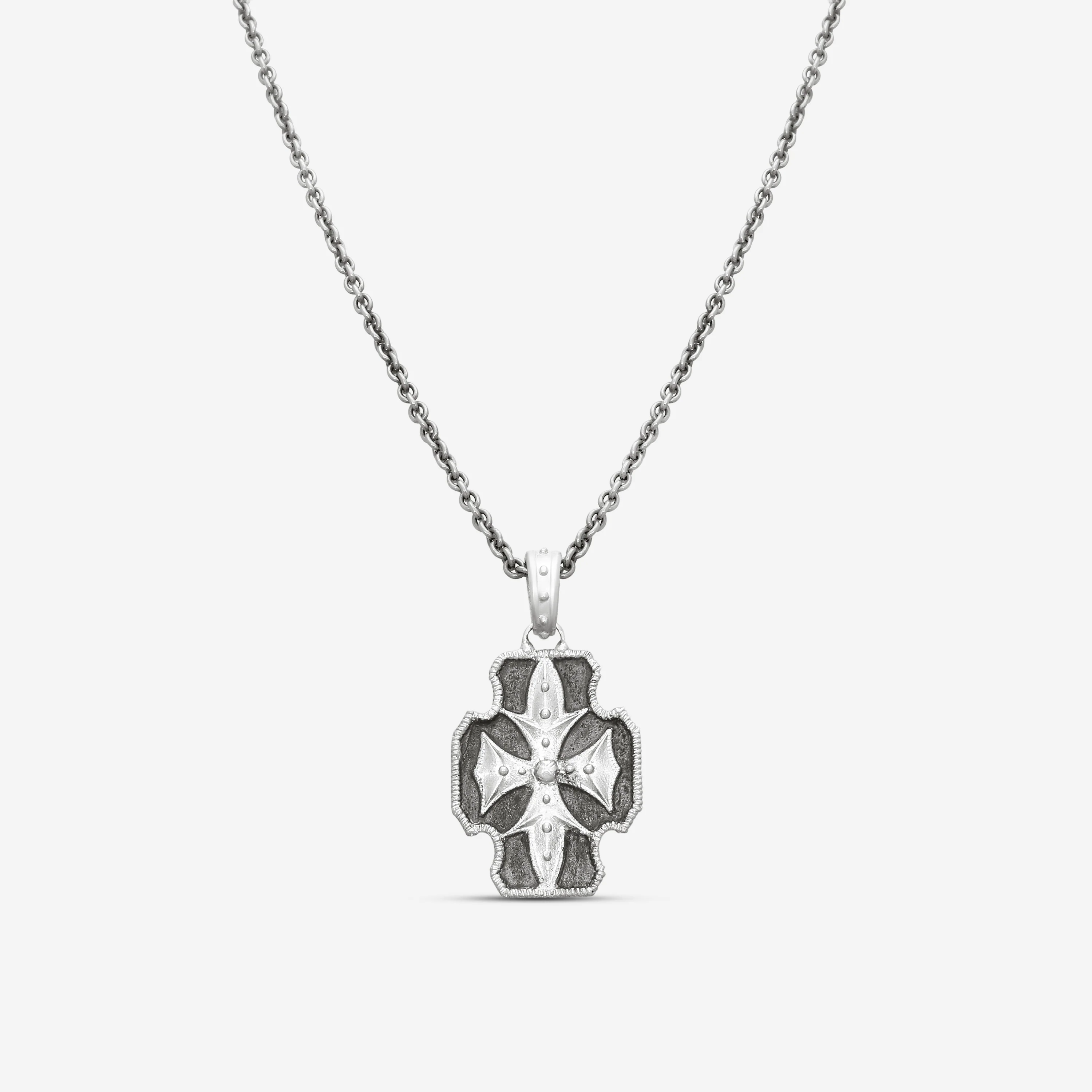 Image of Armenta Romero Grey Sterling Silver Cross Pendant Necklace 21364