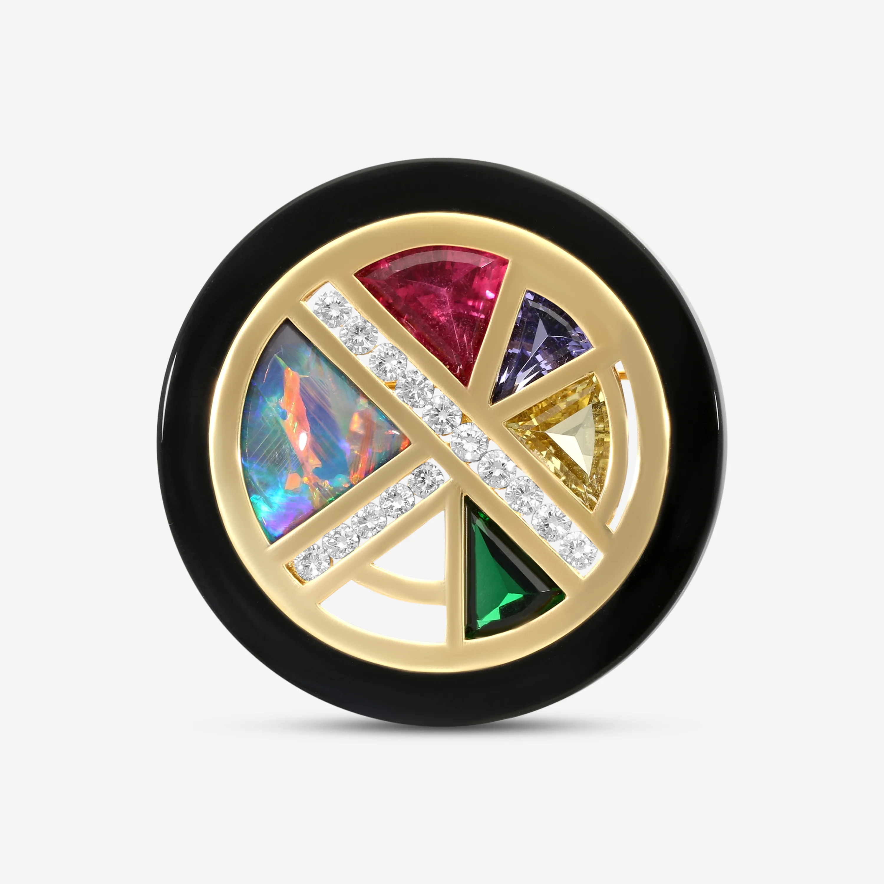 Image of Suna 18K Yellow Gold Multistone & Diamond Pin P6961Y