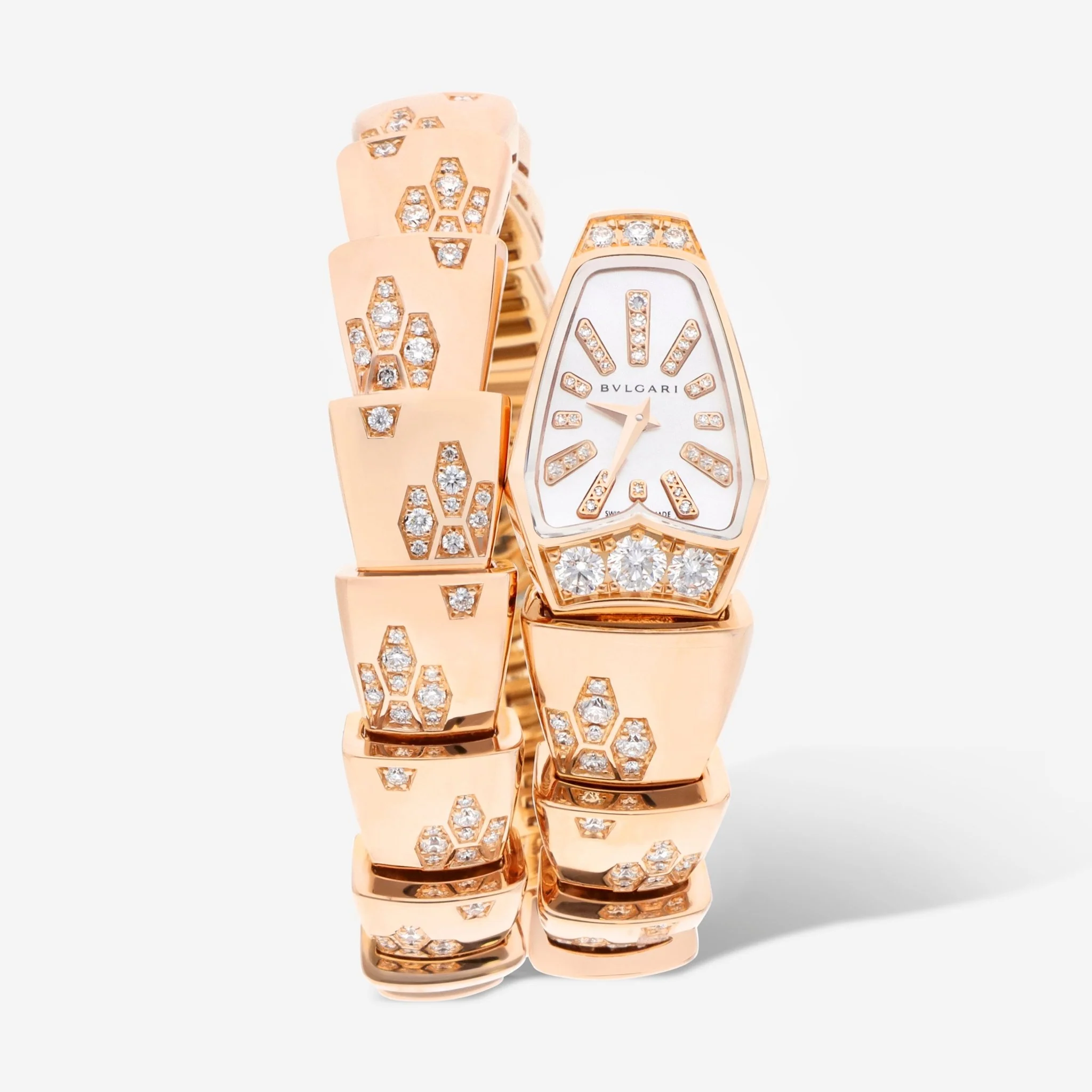 Image of Bulgari Serpenti 18K Rose Gold Diamond Quartz Ladies Watch 101995