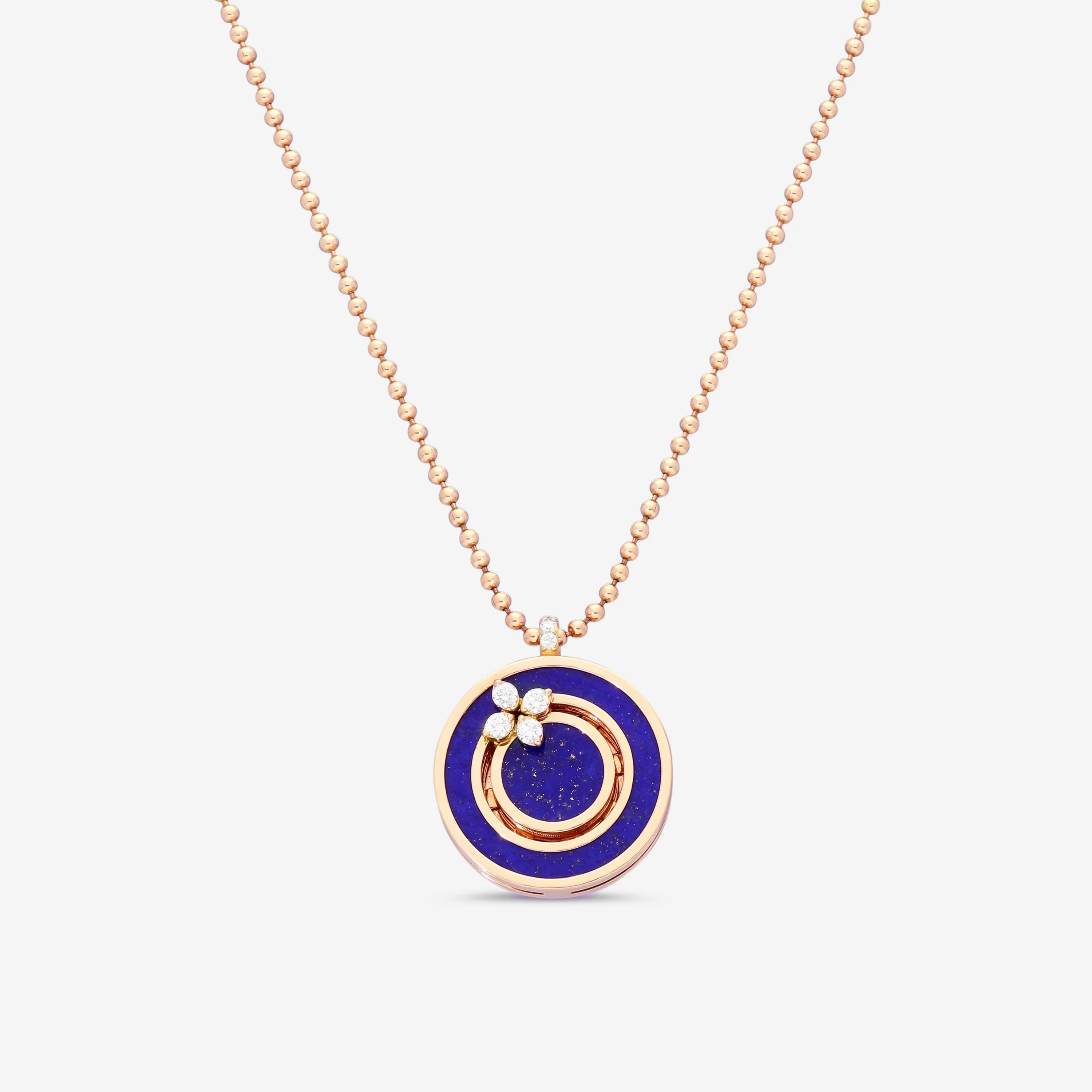Image of Roberto Coin Love in Verona 18K Rose Gold Diamond & Blue Lapis Pendant Necklace 8883126AX17X
