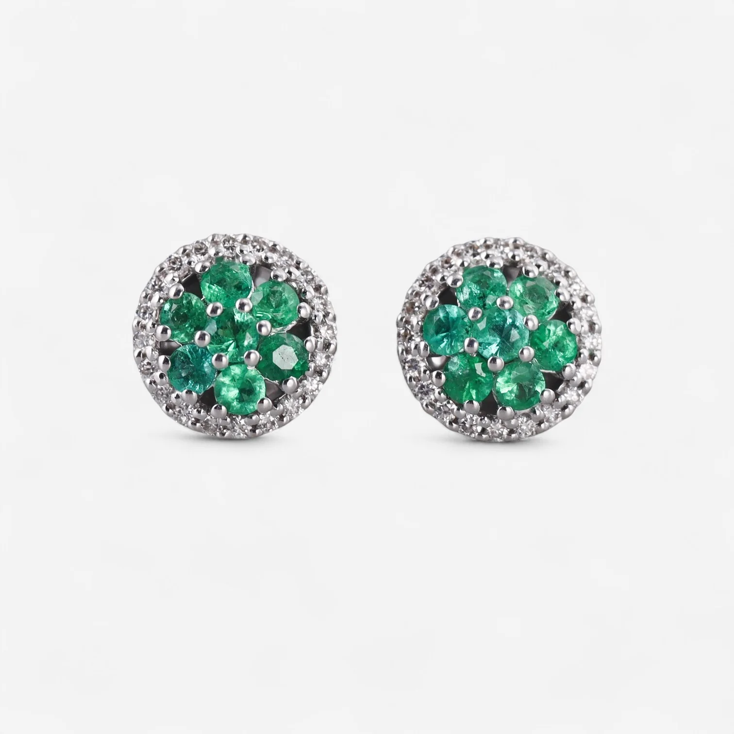 Image of Tavanti 18K White Gold Emerald & Diamond Earrings JF-75-1139F-147