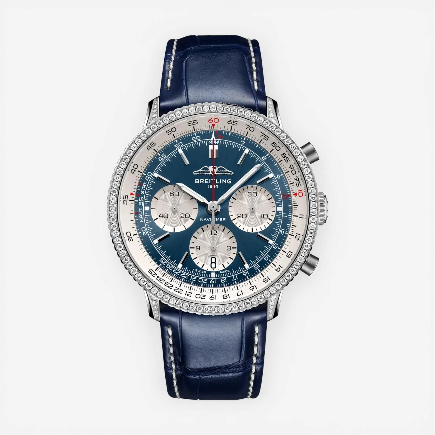 Image of Breitling Navitimer Stainless Steel Diamond Chronograph Automatic Men's Watch AB0139631C1P1