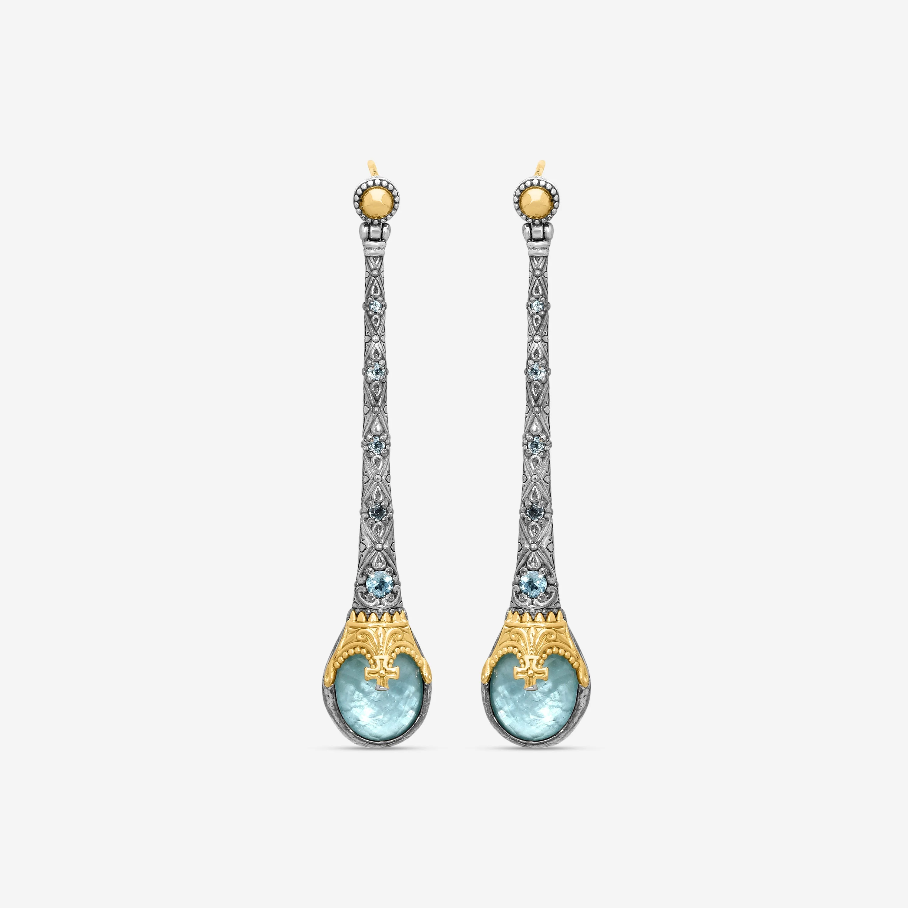 Image of Sterling Silver & 18K Yellow Gold Aquamarine Earrings