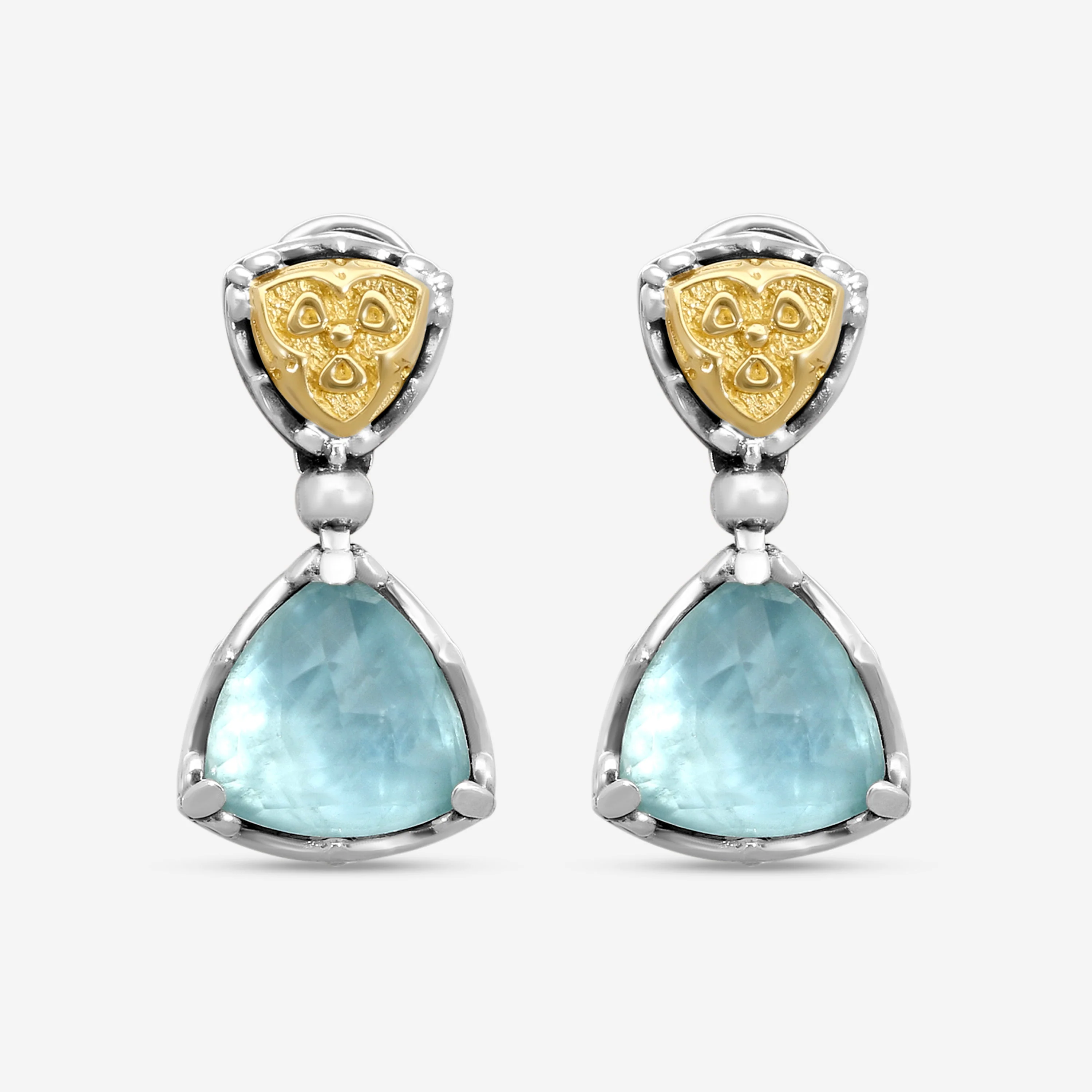 Image of Sterling Silver & 18K Yellow Gold Aquamarine Earrings