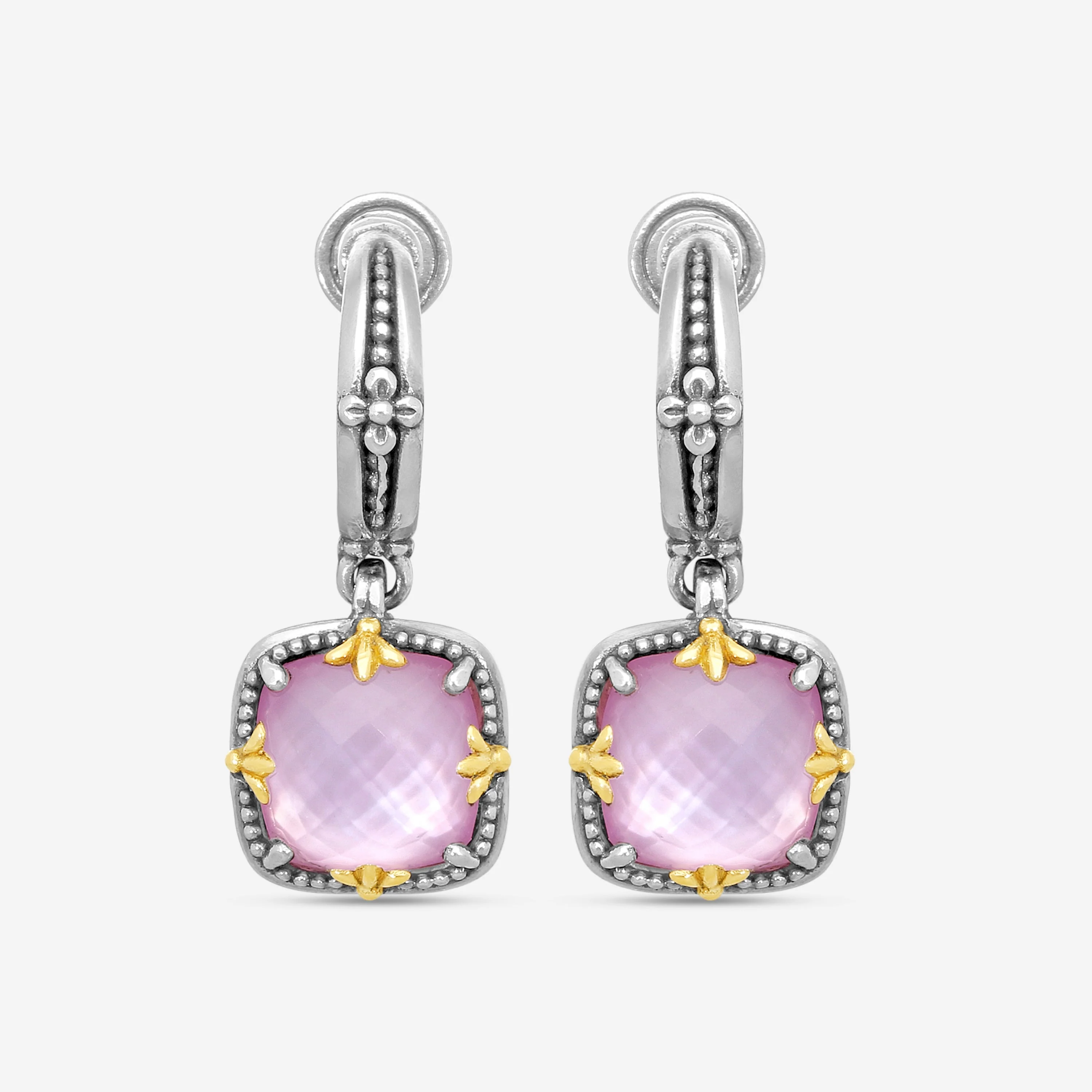 Image of Sterling Silver & 18K Yellow Gold Corundum Drop Earrings
