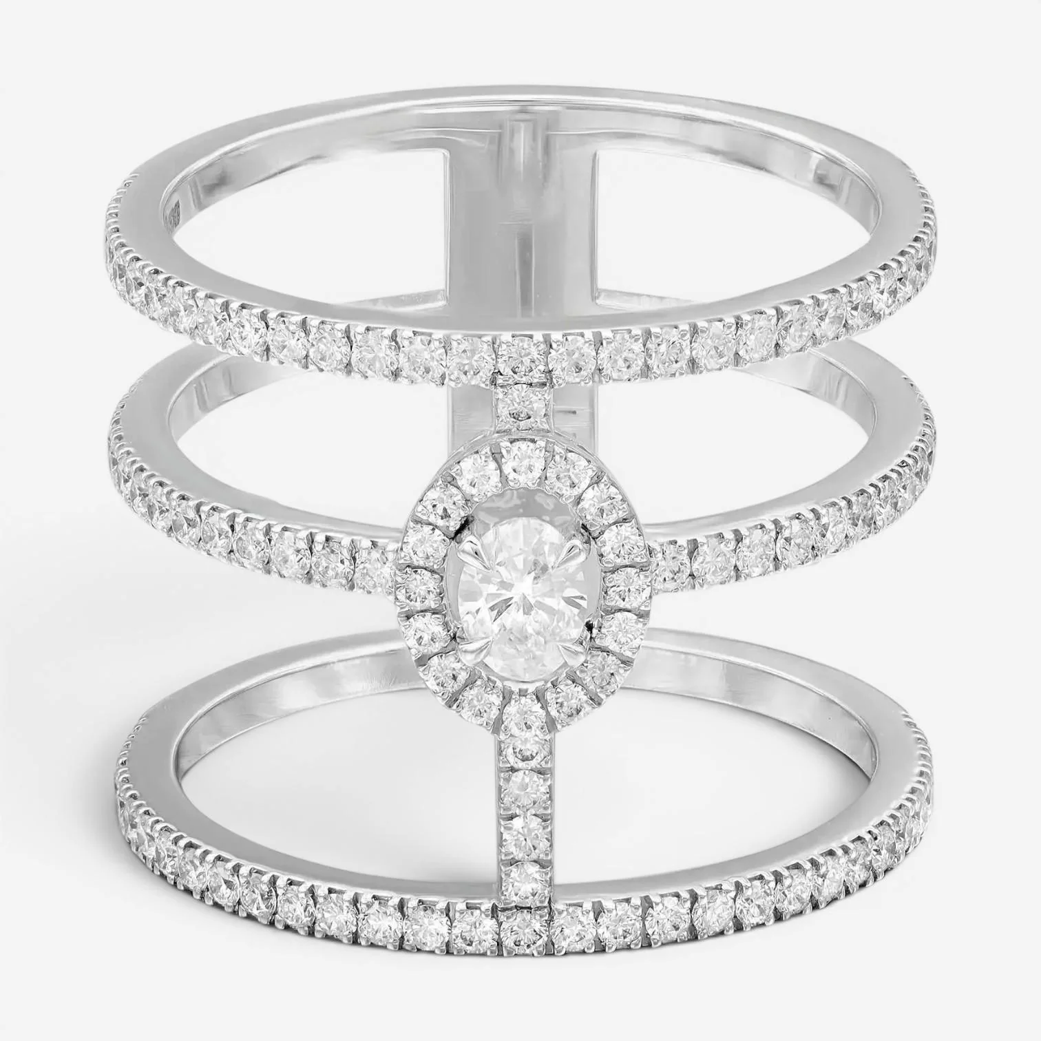 Image of Messika Glam'Azone 18K White Gold Diamond Wide Band Ring Sz. 6.5 04871-WG-53