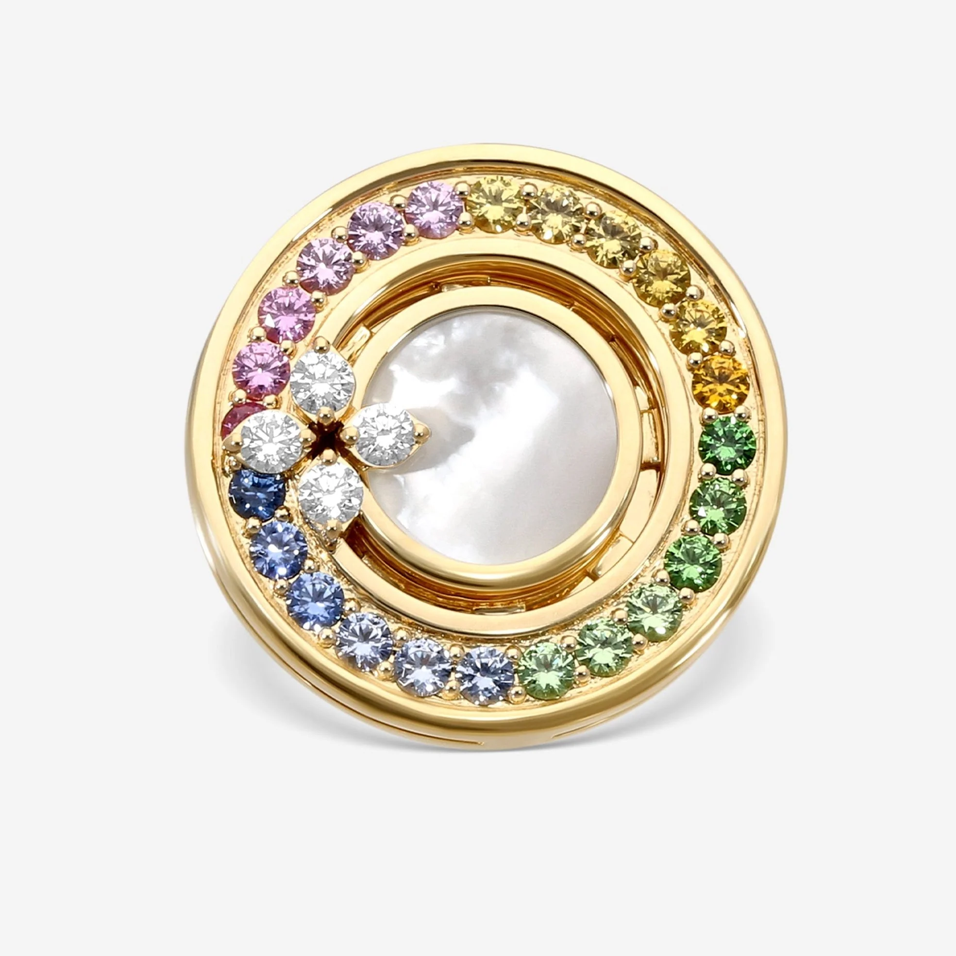 Image of Roberto Coin Love in Verona 18K Yellow Gold Multistone & Diamond Ring Sz. 6.5 8883116AY65X