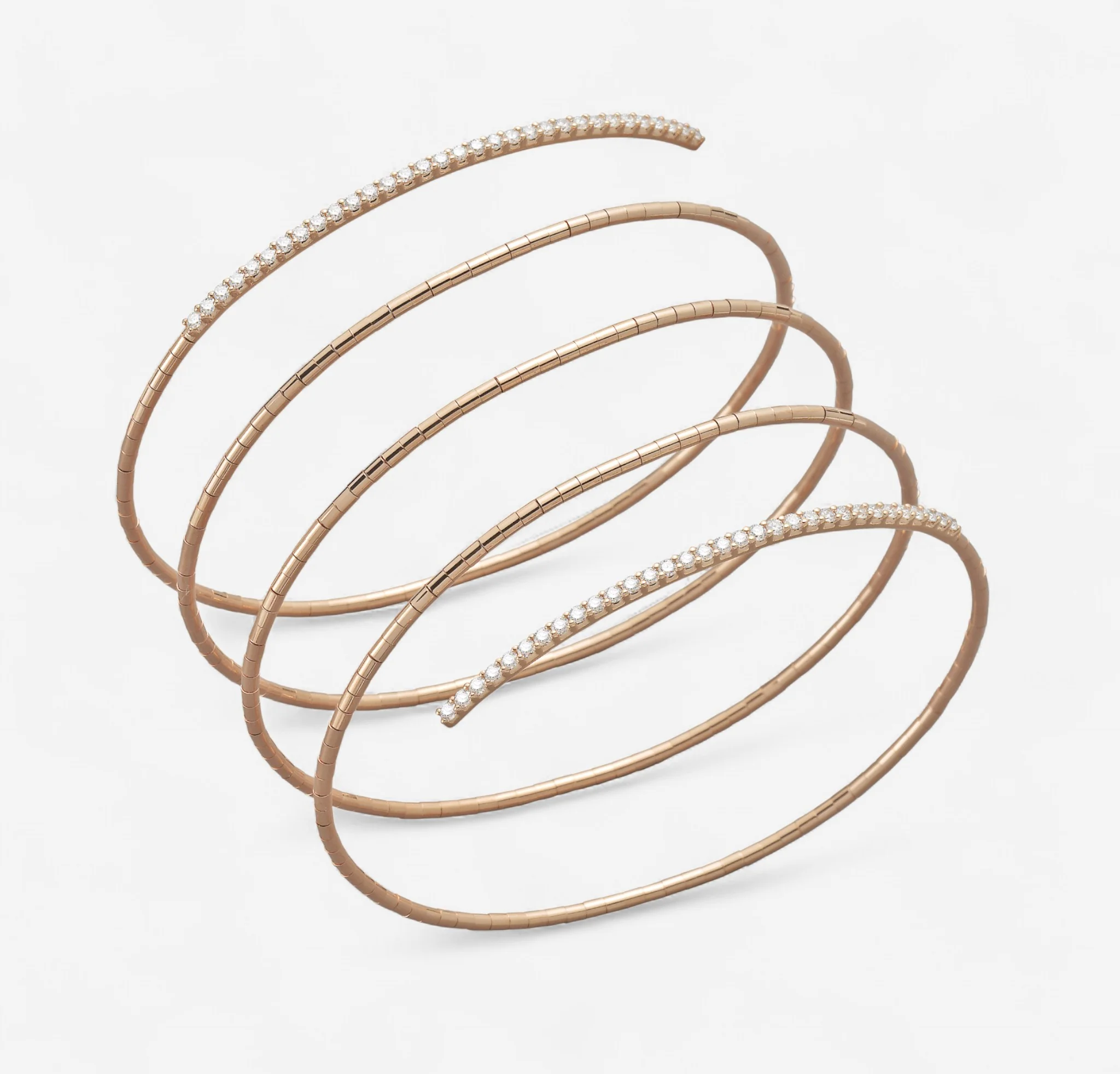 Image of Mattia Cielo Rugiada Tennis 18K Rose Gold & Titanium Diamond Wrap Bracelet LJWR349-PM