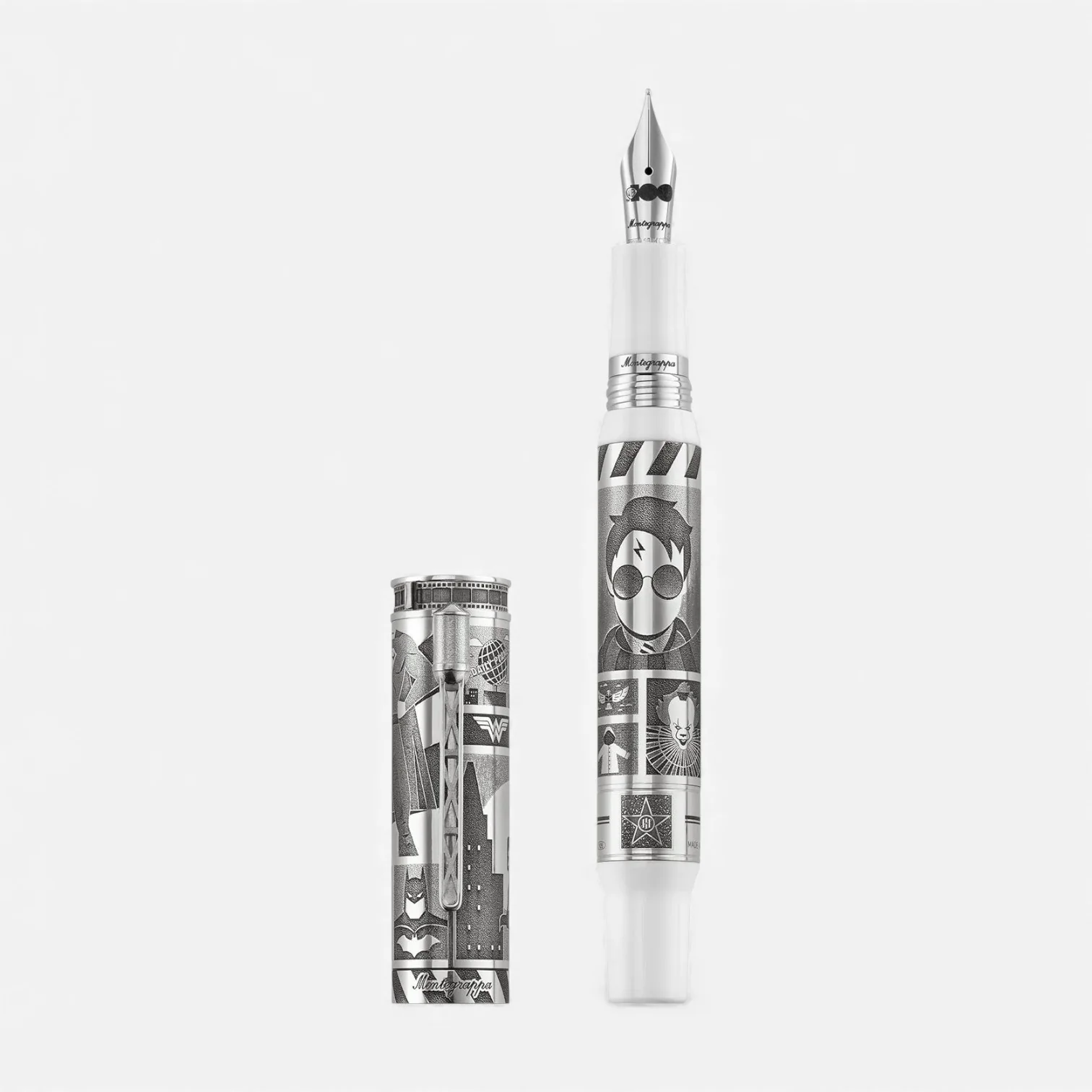 Image of Montegrappa Warner Bros. 100th Anniversary Limited Edition Silver & White Fountain Pen (EF)