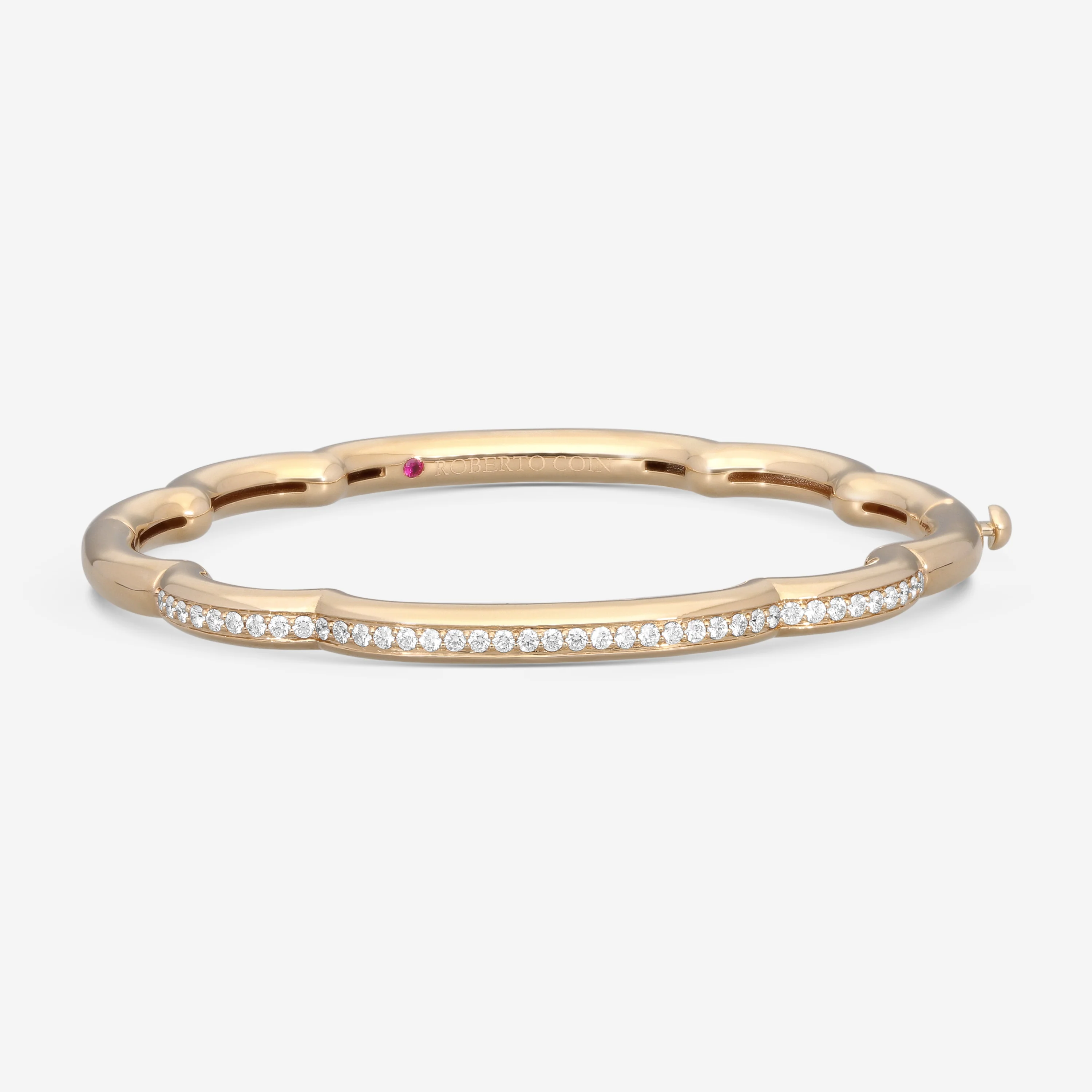 Image of Roberto Coin Cialoma 18K Rose Gold Diamond Cloud Bangle Bracelet 7773574AXBAX
