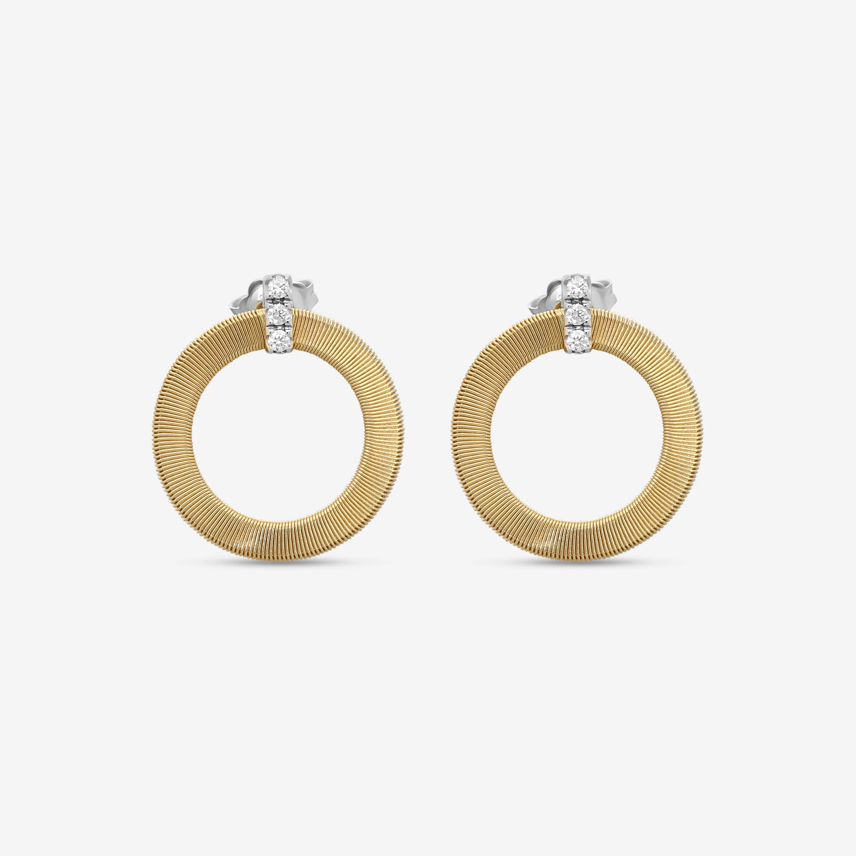Image of Marco Bicego Masai 18K Yellow & White Gold Flat Coil Diamond Hoop Earrings OG378_B1_YW_M5