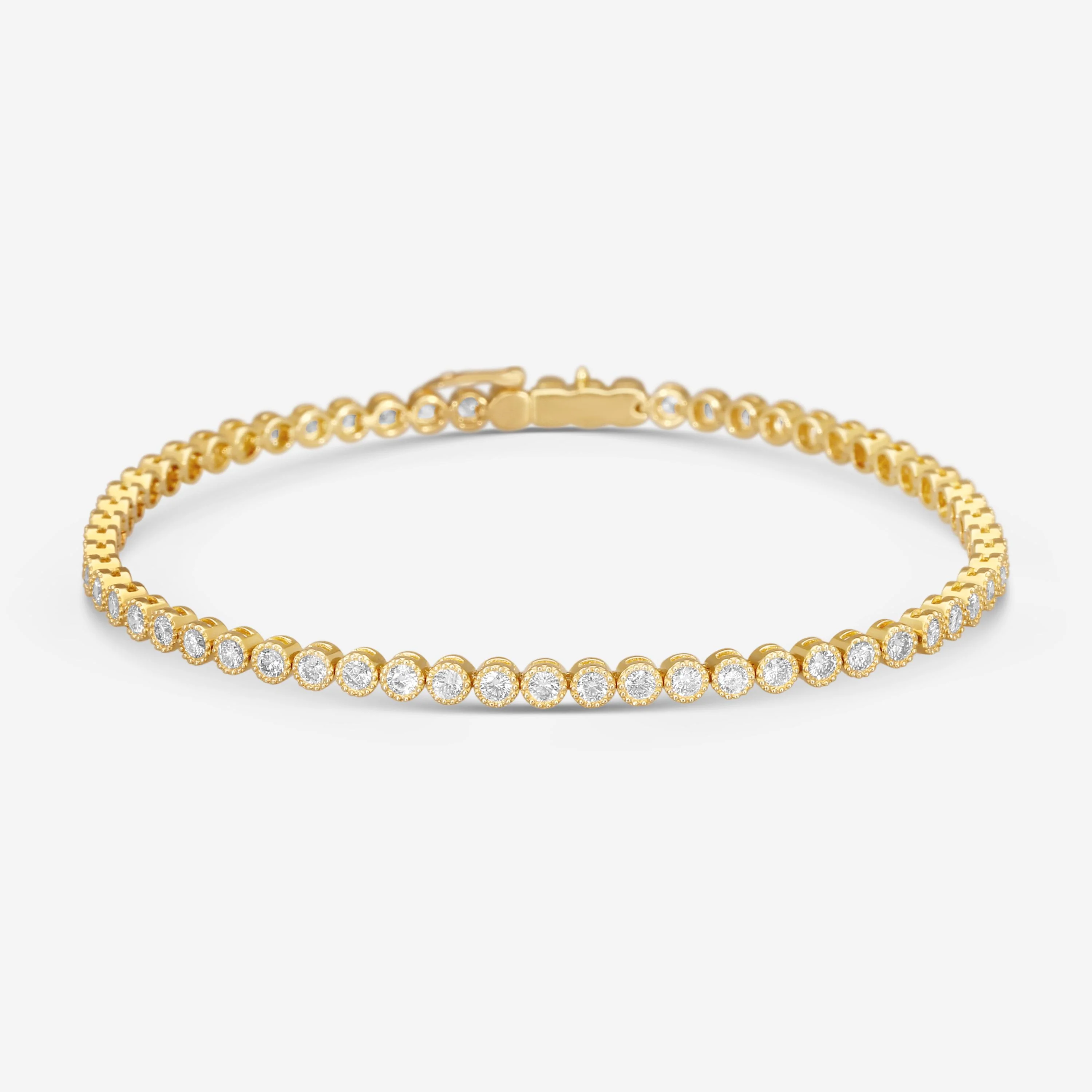 Image of Mémoire Milgrain 18K Yellow Gold Diamond Tennis Bracelet CBDD134-18KY