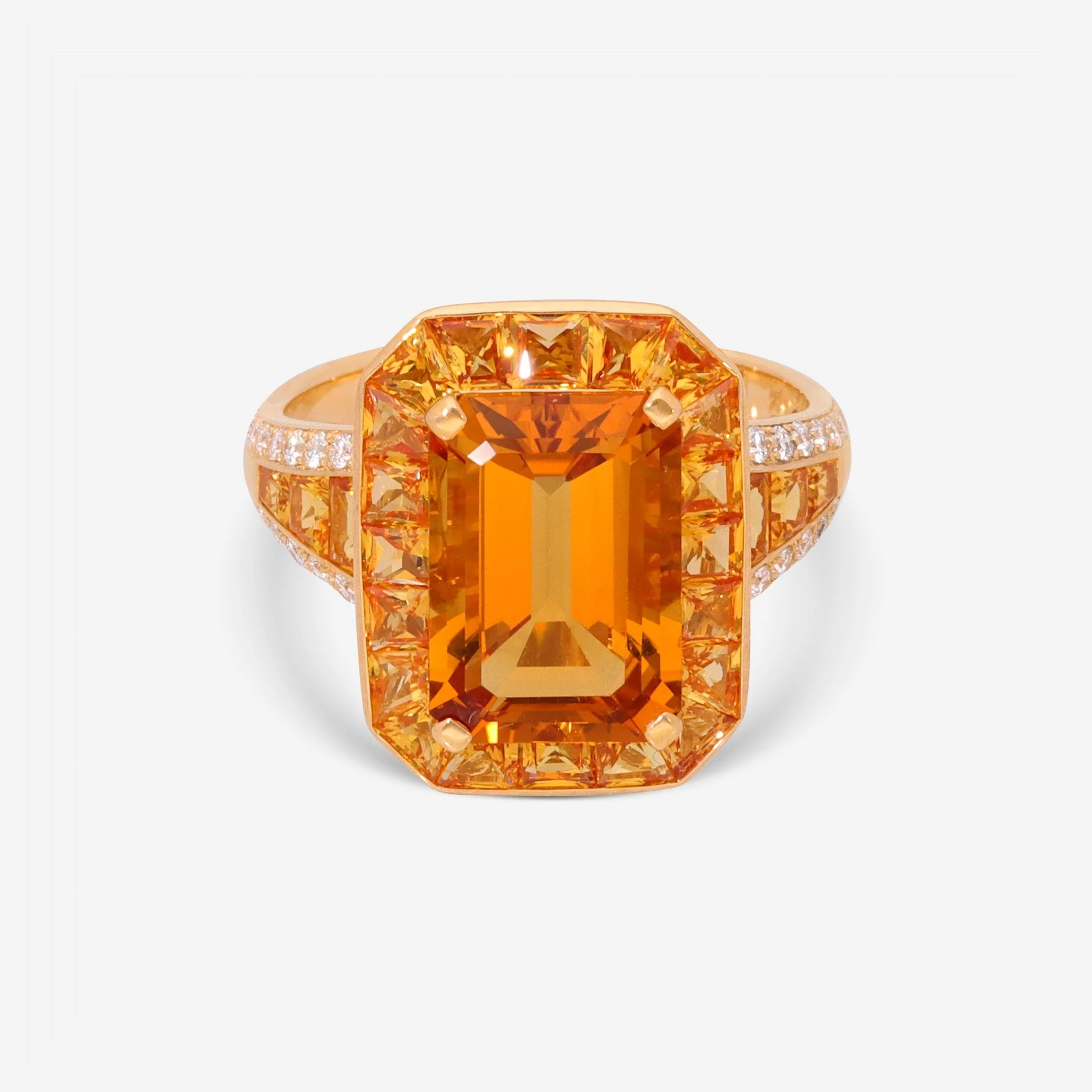 Image of Roberto Coin 18K Yellow Gold Diamond Citrine & Sapphire Art Deco Ring Sz. 6.5 3780119AY65X
