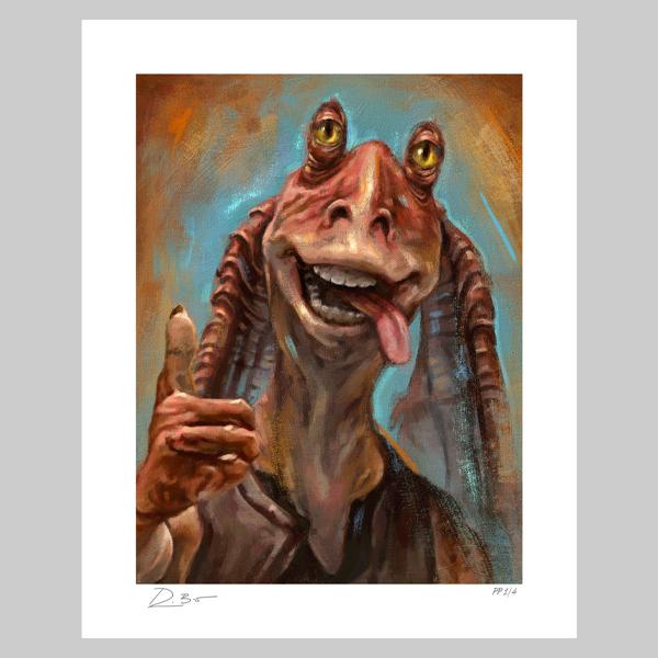 Jar Jar Binks™: Portrait of a Gungan Art Print by Robert Bruno