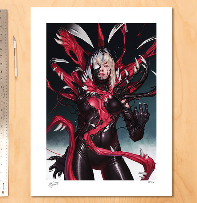 Gwenom vs Carnage Fine Art Print by artist InHyuk Lee