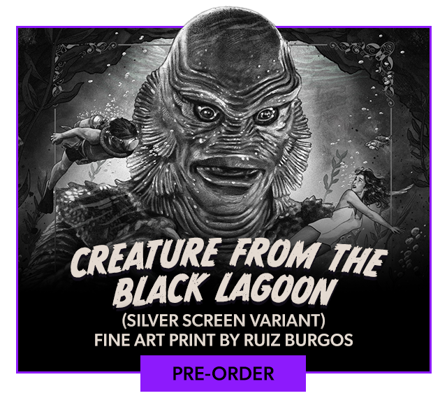 The Creature from the Black Lagoon (Silver Screen Variant) Fine Art Print  By Ruiz Burgos
