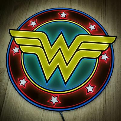 Vintage Wonder Woman LED Logo Light (Circular) Wall Light