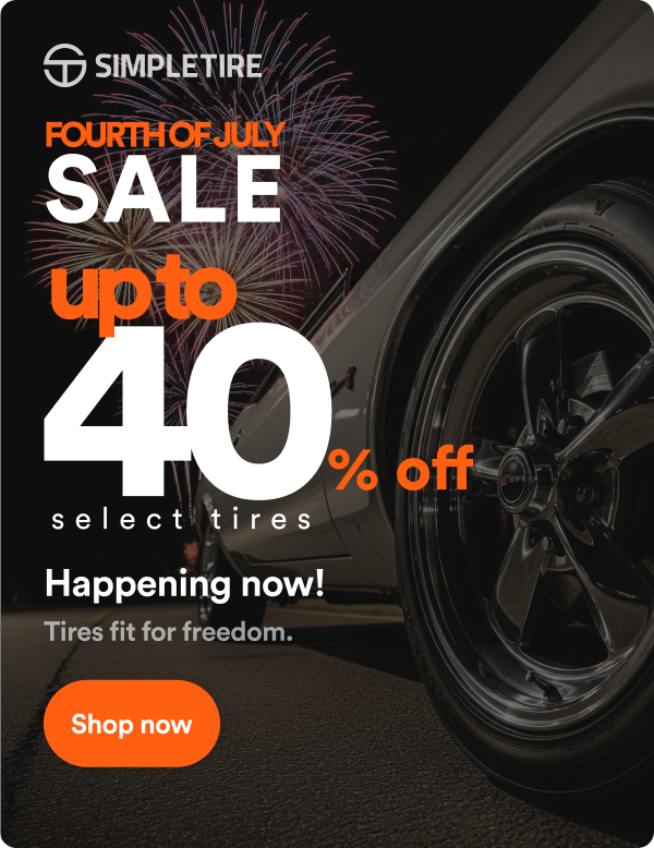 Up to 40% off select tires. Happening now! Tires fit for freedom. Shop now