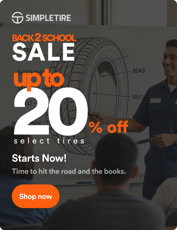 Back 2 School Sale! Up to 20% off select tires ends 8/24. Shop now