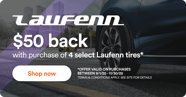Laufenn: $50 off wth purchase of 4 select Laufenn tires Offer valid on purchases between 9/1/25 to 11/30/25. Terms & Conditions apply. See site for details. Shop now.