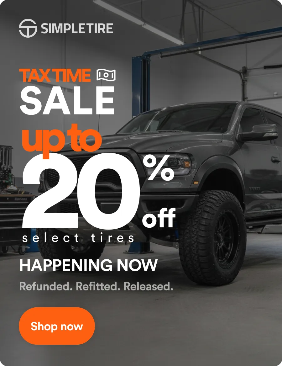 Simple Tire: TAX TIME SALE up to 20% off select tires. HAPPENING NOW. Refunded. Refitted. Released. Shop now