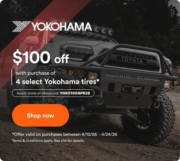 $100 off select sets of 4 Yokohama Tires