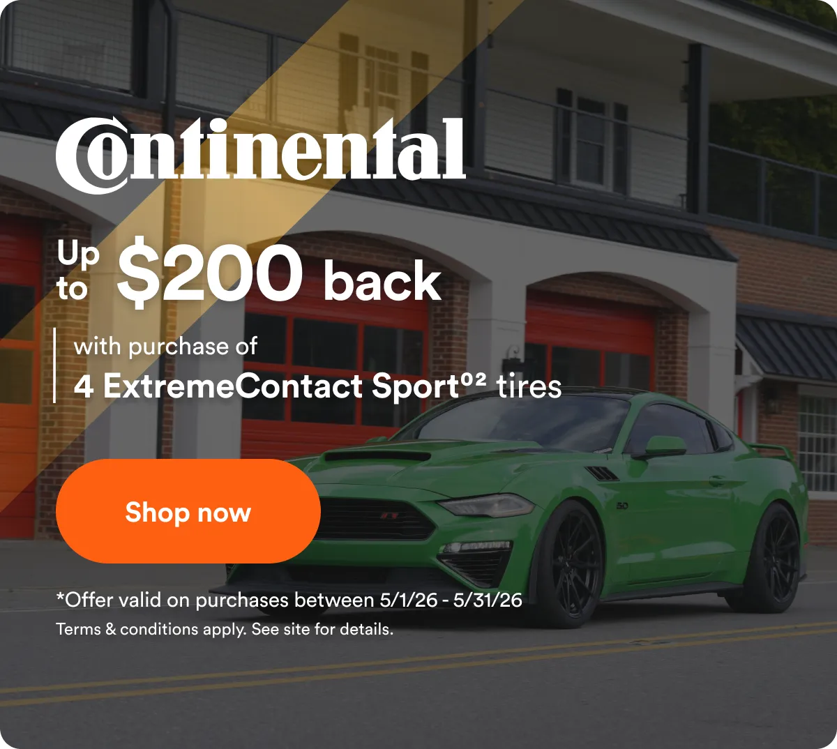 Continental: Up to $200 back with purchase of 4 ExtremeContact Sport tires