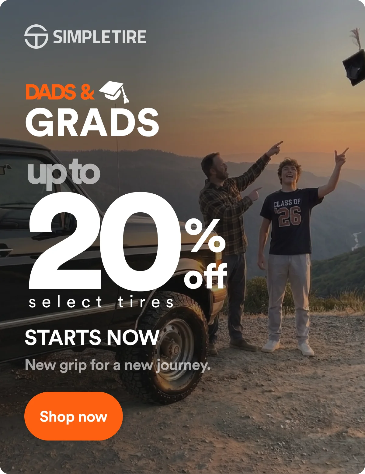 Up to 20% off with SimpleTire's Dads and Grads sale.