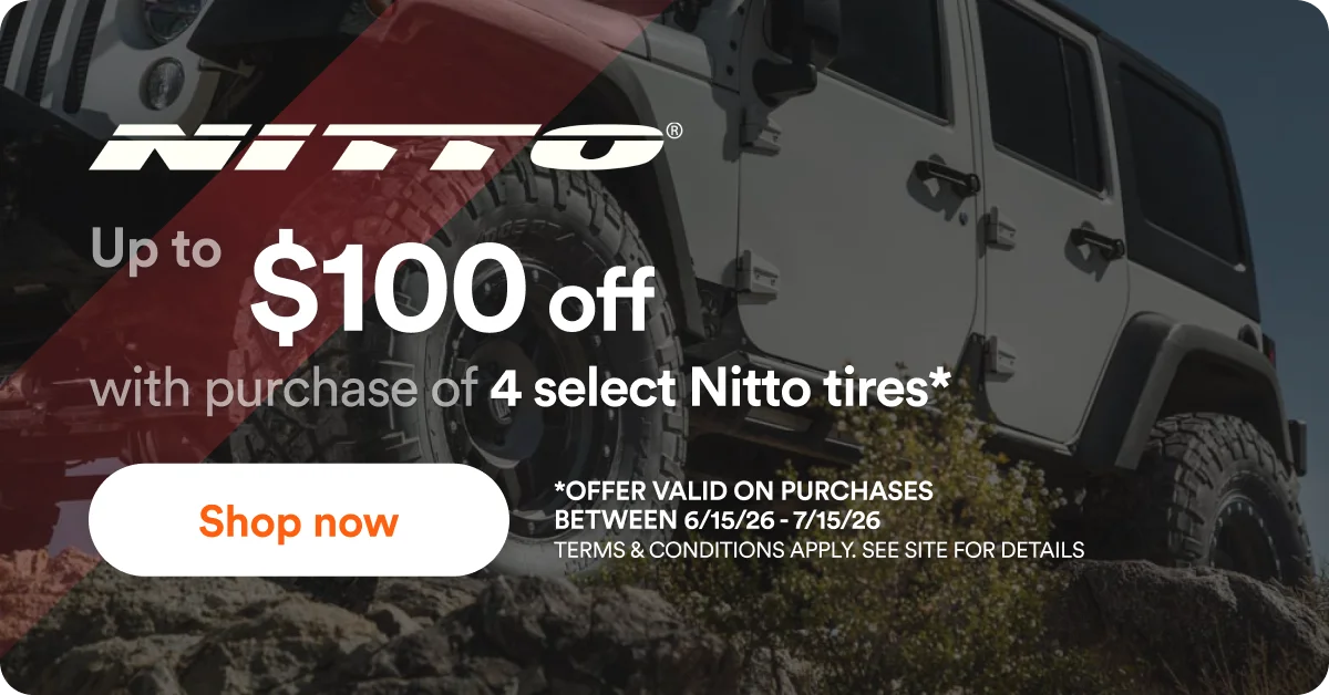 Up to $100 off with purchase of 4 select Nitto tires