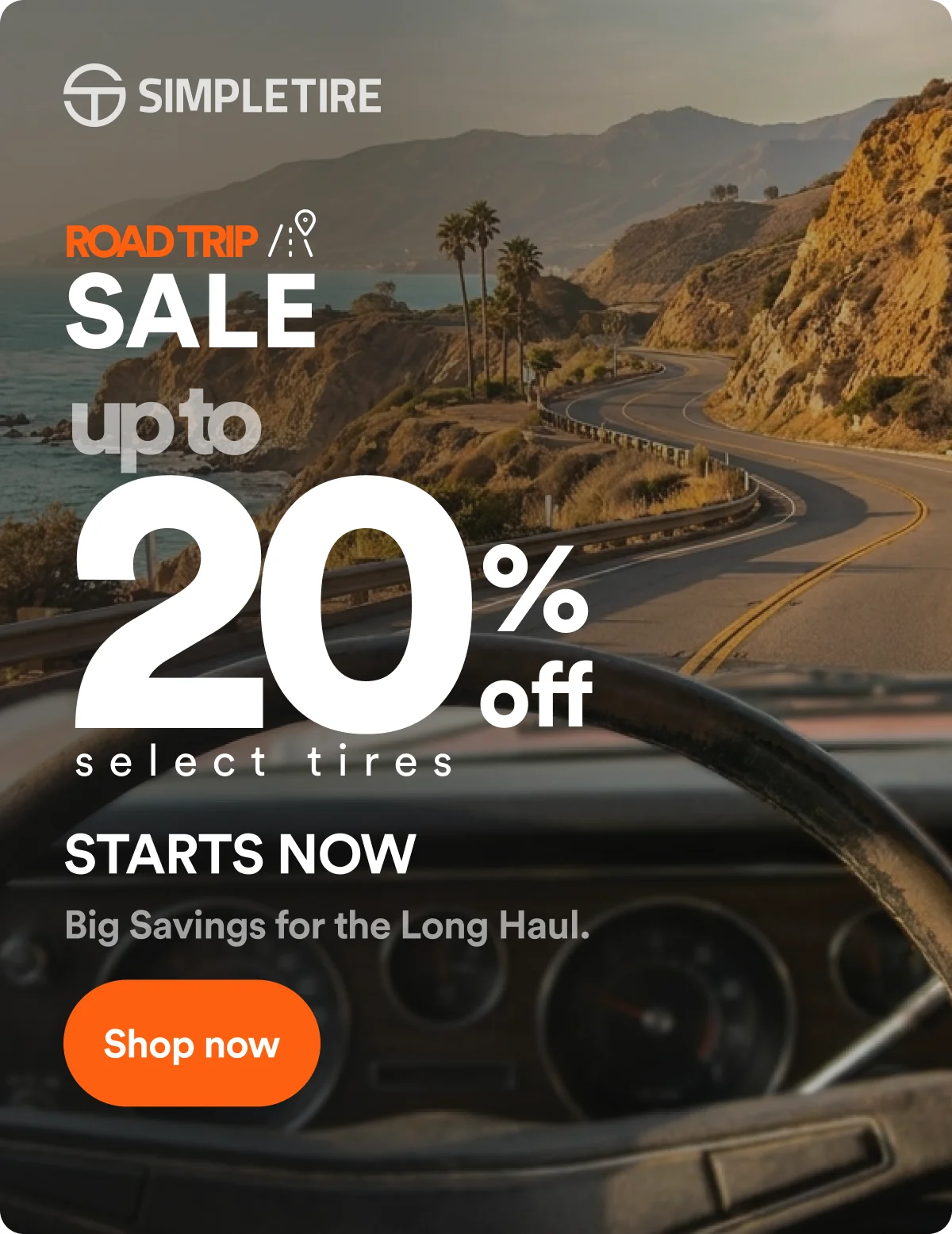 Road Trip Sale: Up to 20% off tires