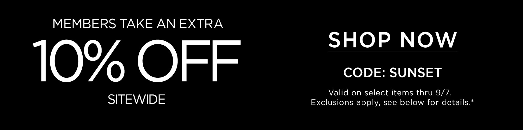 Long Weekend Sitewide Offer